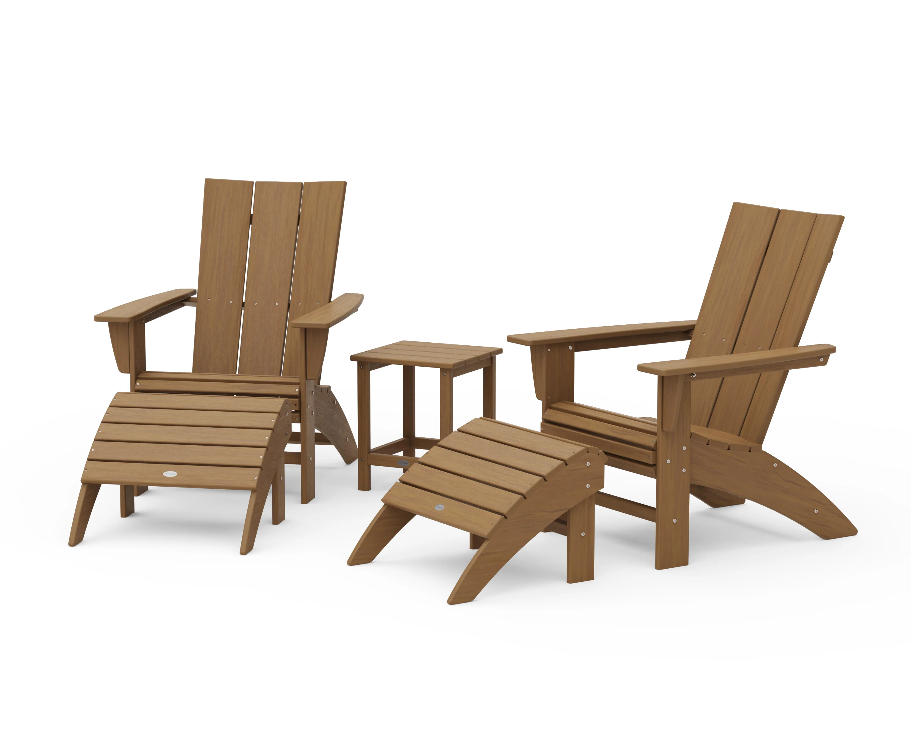 Modern Curveback Adirondack Chair 5-Piece Set with Ottomans and 18" Side Table - Image 17