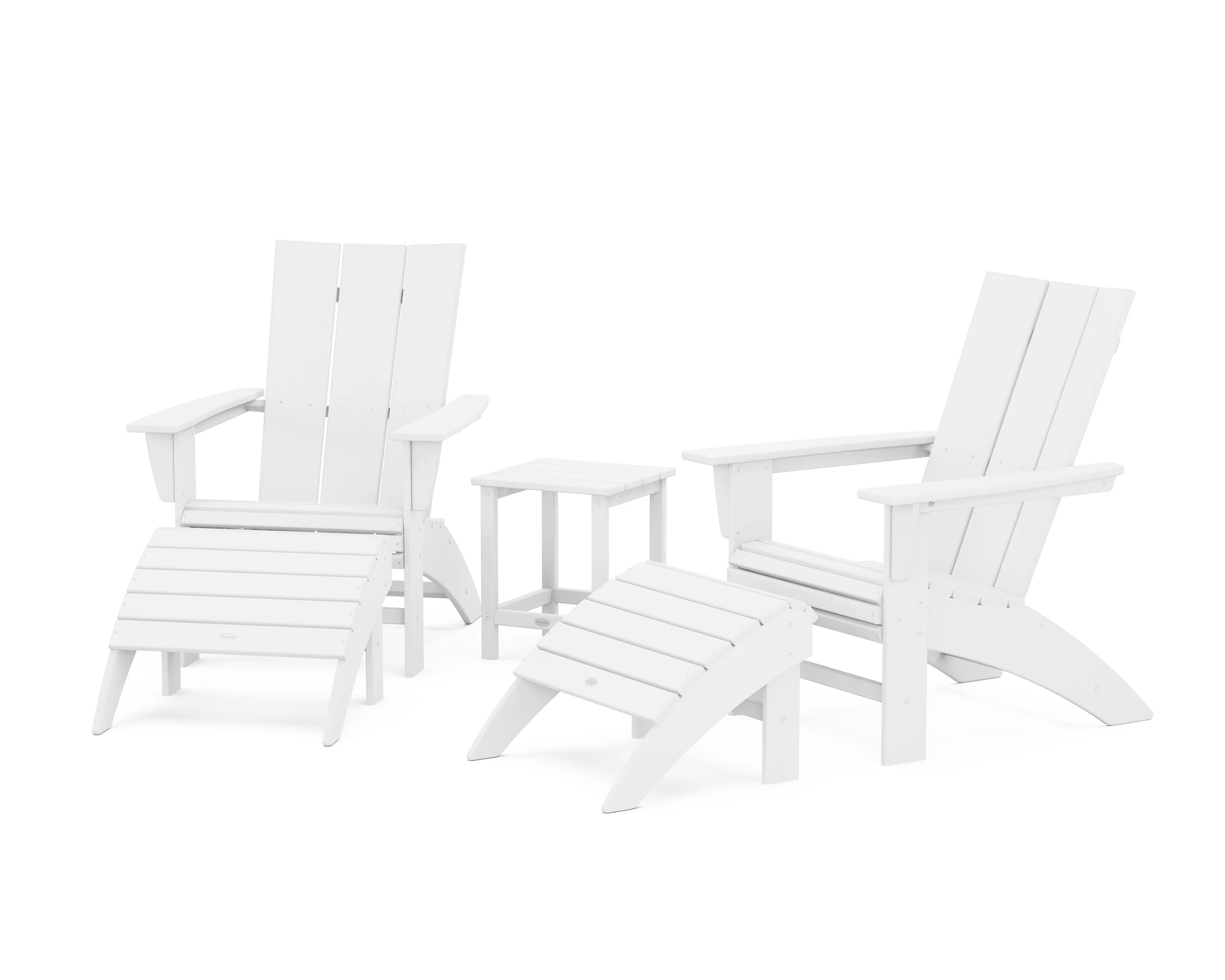Modern Curveback Adirondack Chair 5-Piece Set with Ottomans and 18" Side Table - Image 3