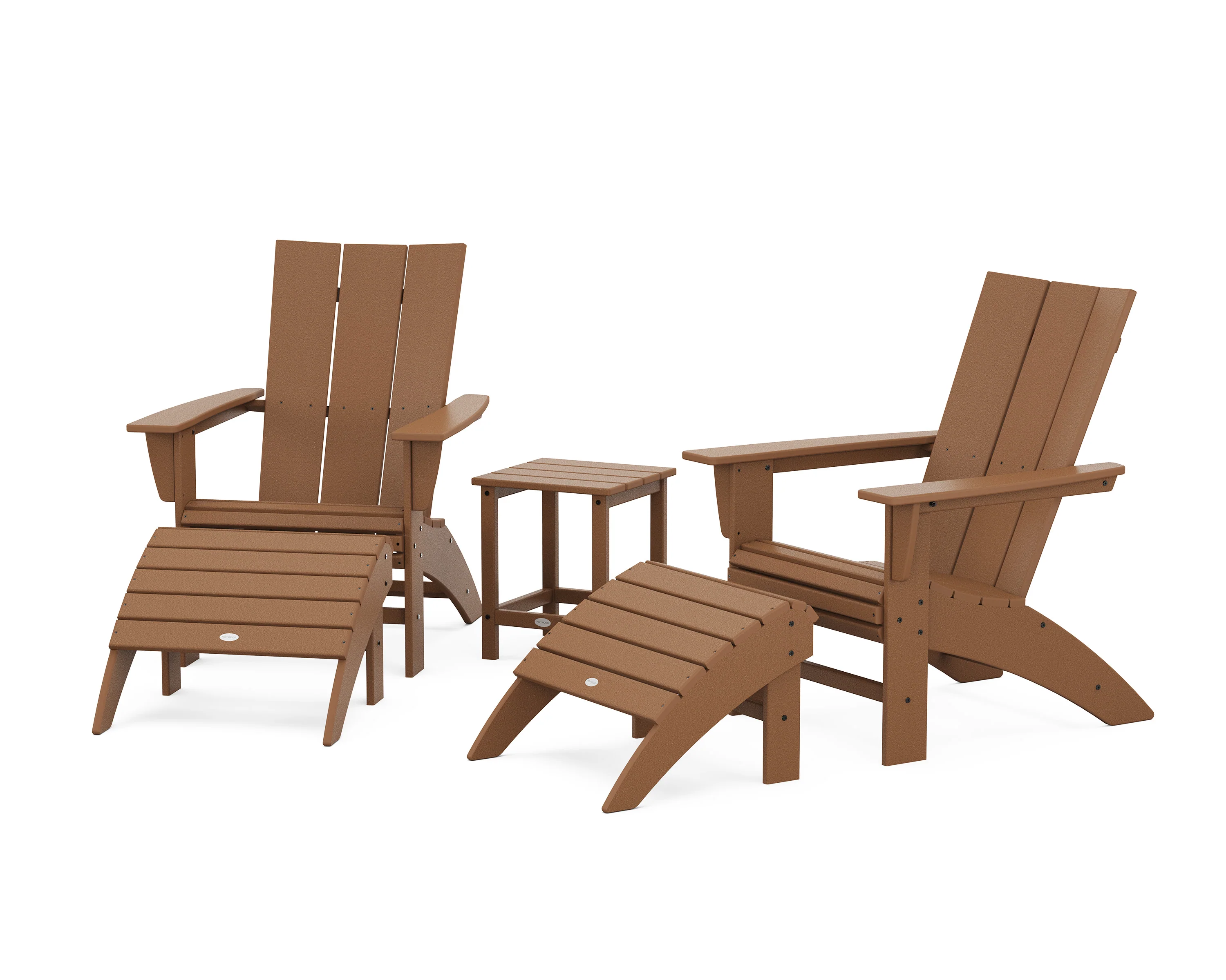 Modern Curveback Adirondack Chair 5-Piece Set with Ottomans and 18" Side Table - Image 5