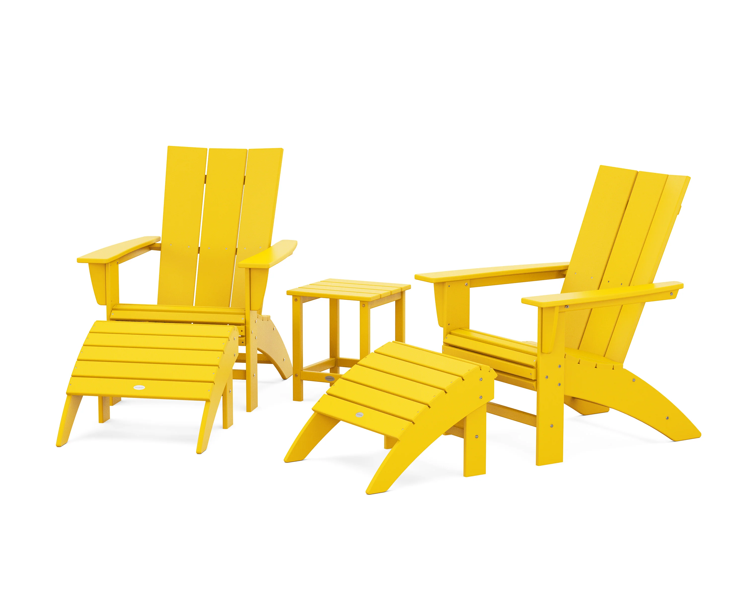 Modern Curveback Adirondack Chair 5-Piece Set with Ottomans and 18" Side Table - Image 8