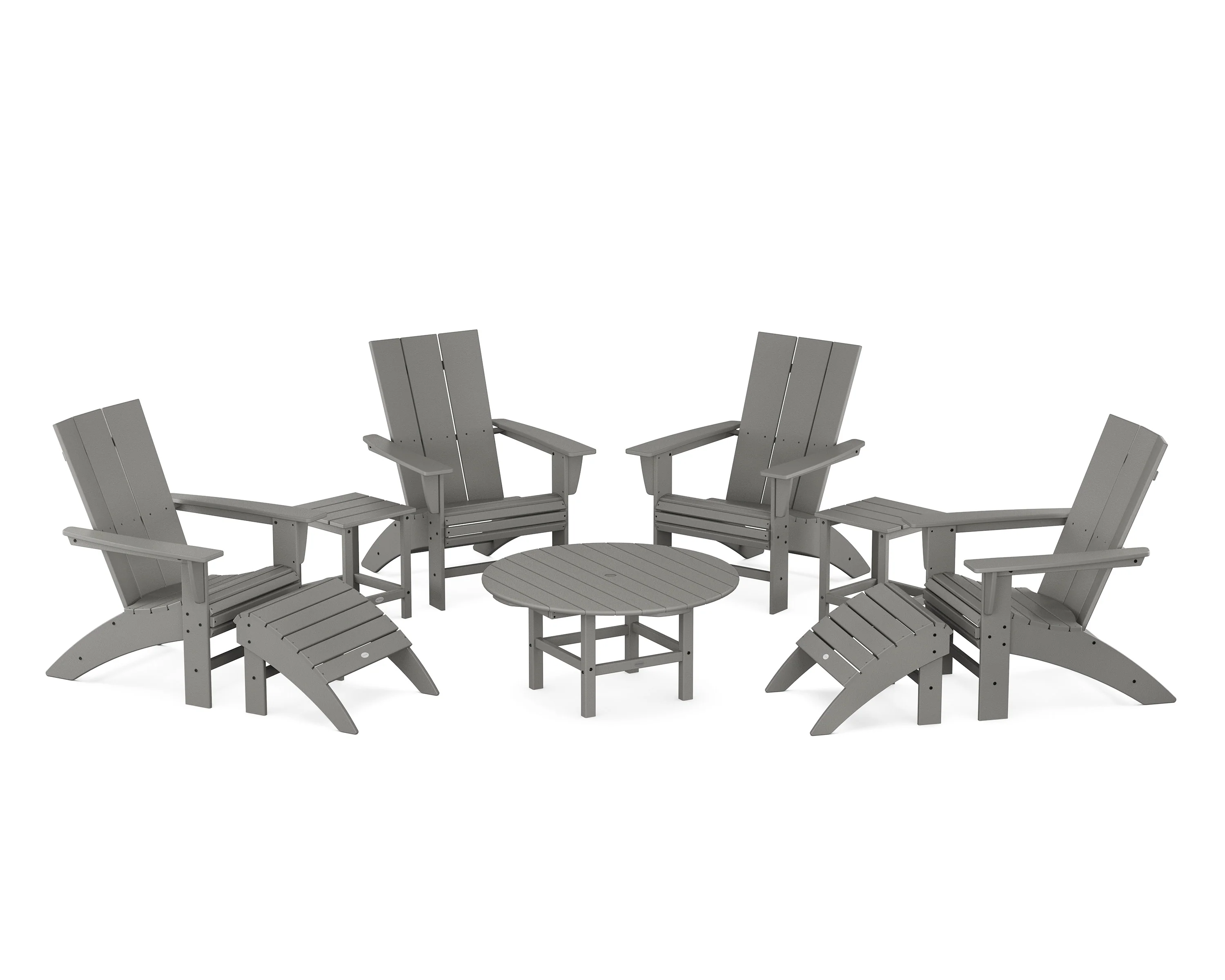 Modern Curveback Adirondack Chair 9-Piece Conversation Set
