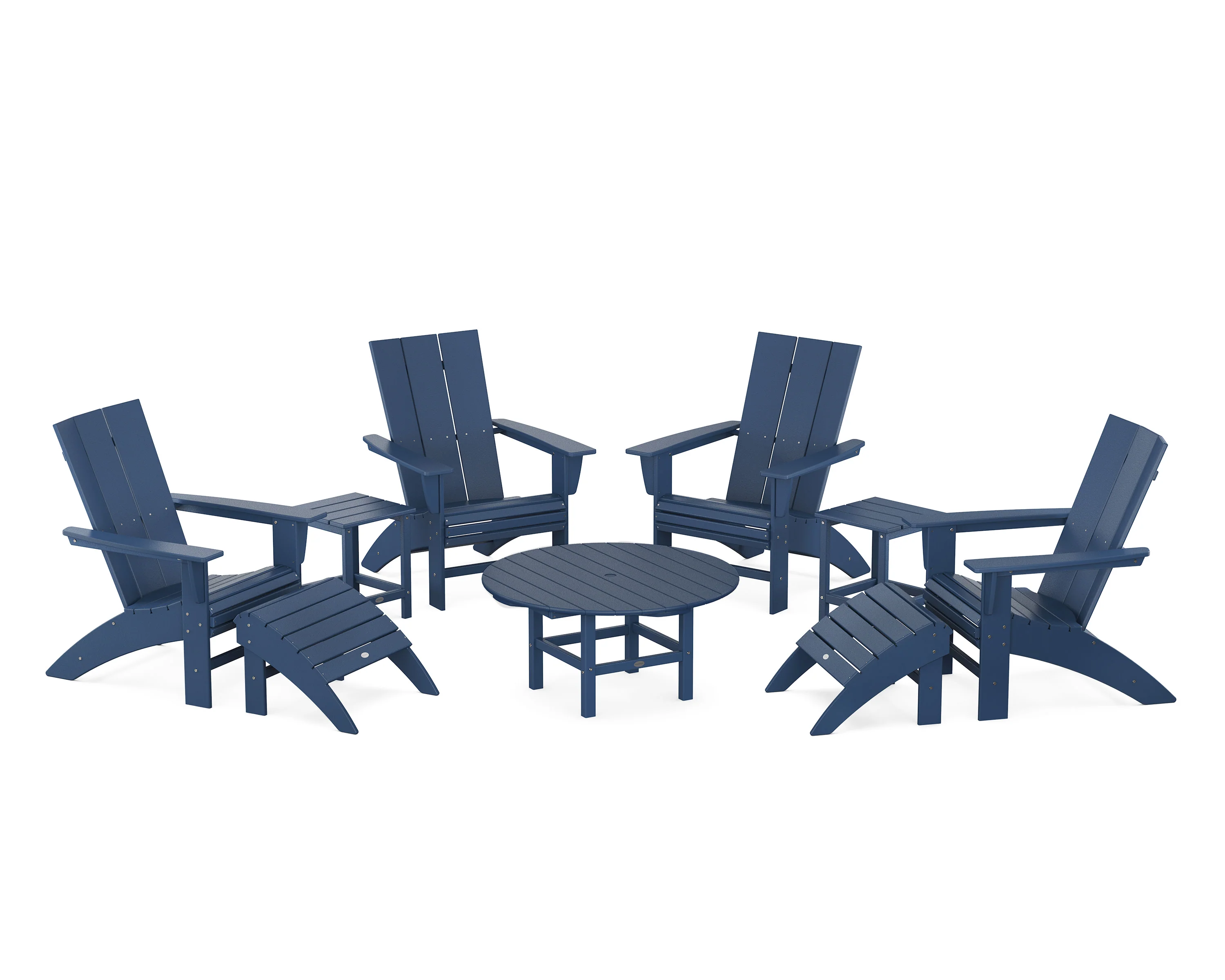 Modern Curveback Adirondack Chair 9-Piece Conversation Set - Image 11