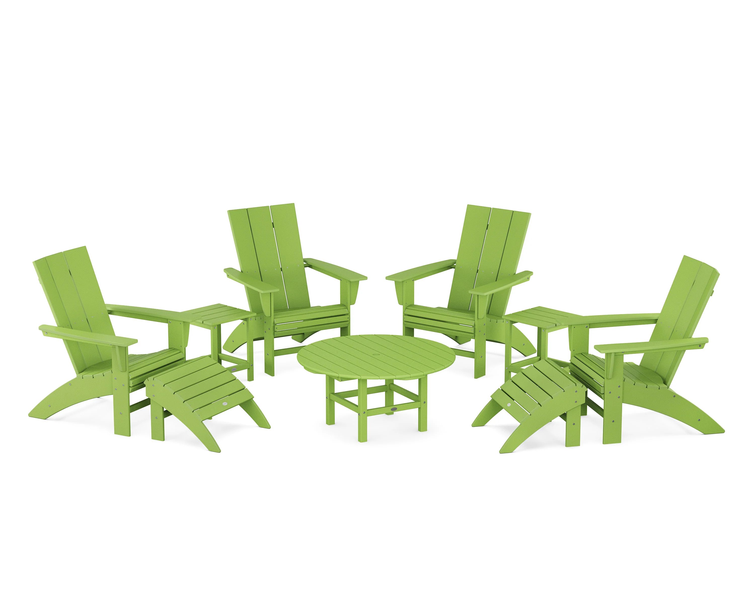 Modern Curveback Adirondack Chair 9-Piece Conversation Set - Image 12
