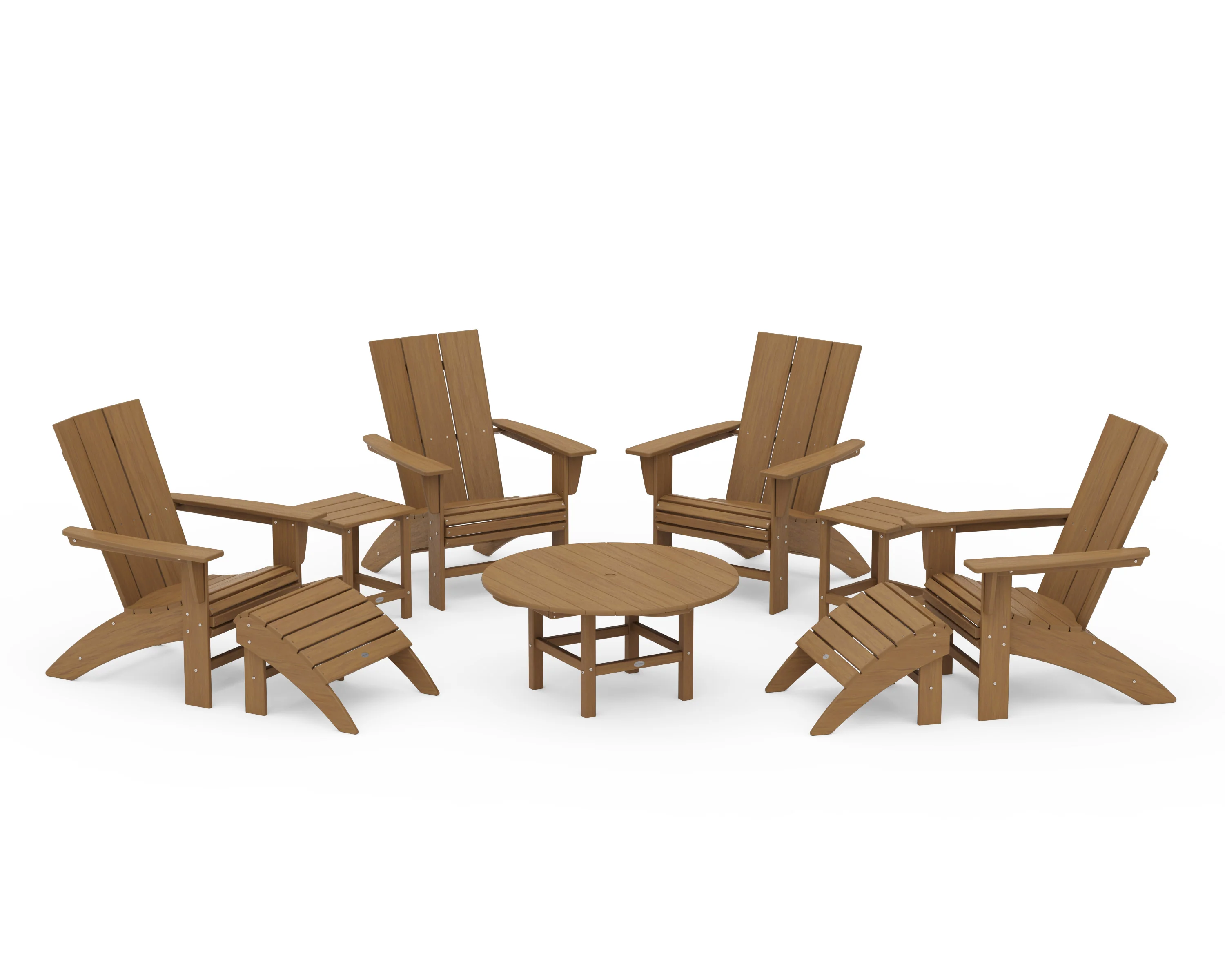 Modern Curveback Adirondack Chair 9-Piece Conversation Set - Image 18