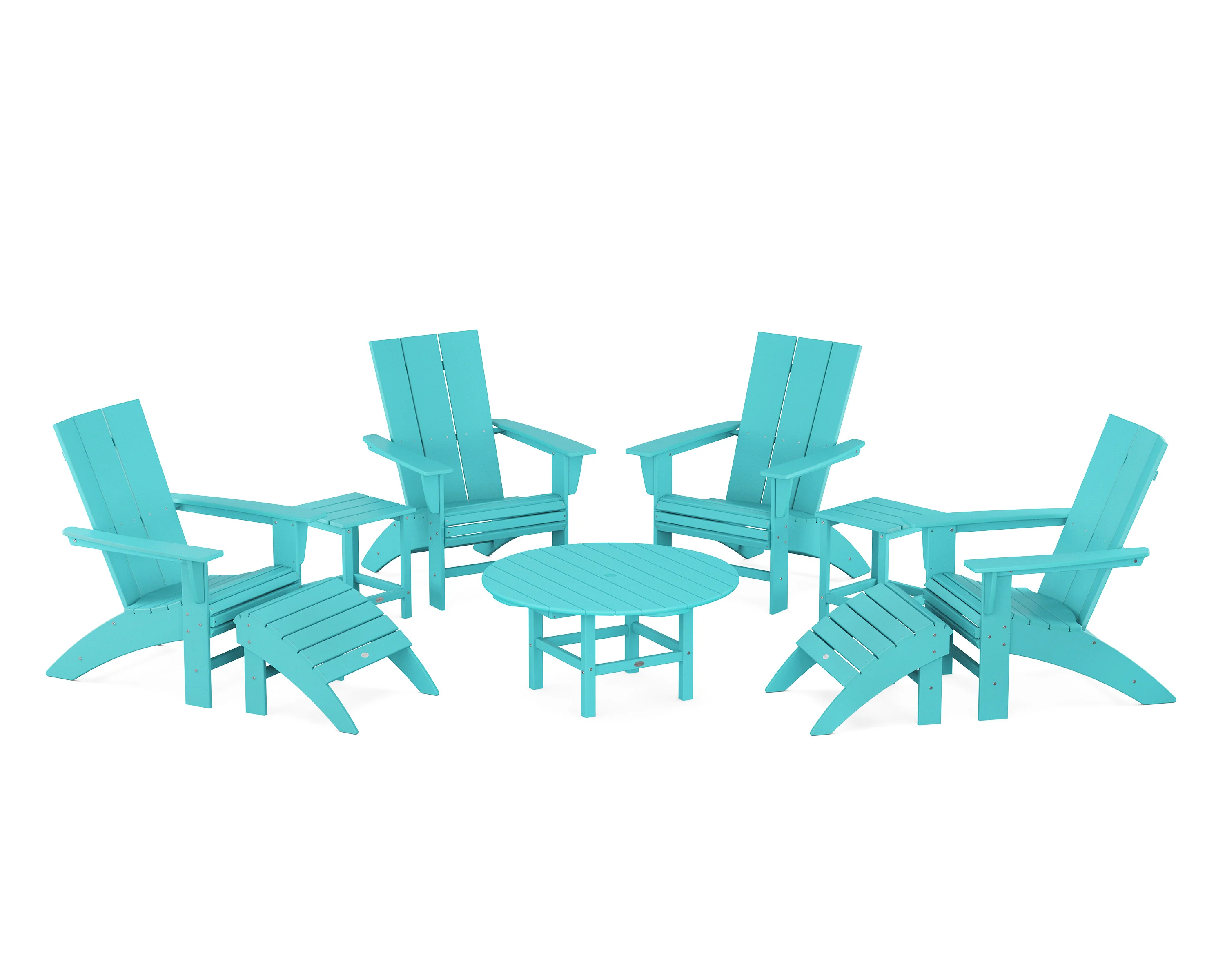 Modern Curveback Adirondack Chair 9-Piece Conversation Set - Image 4