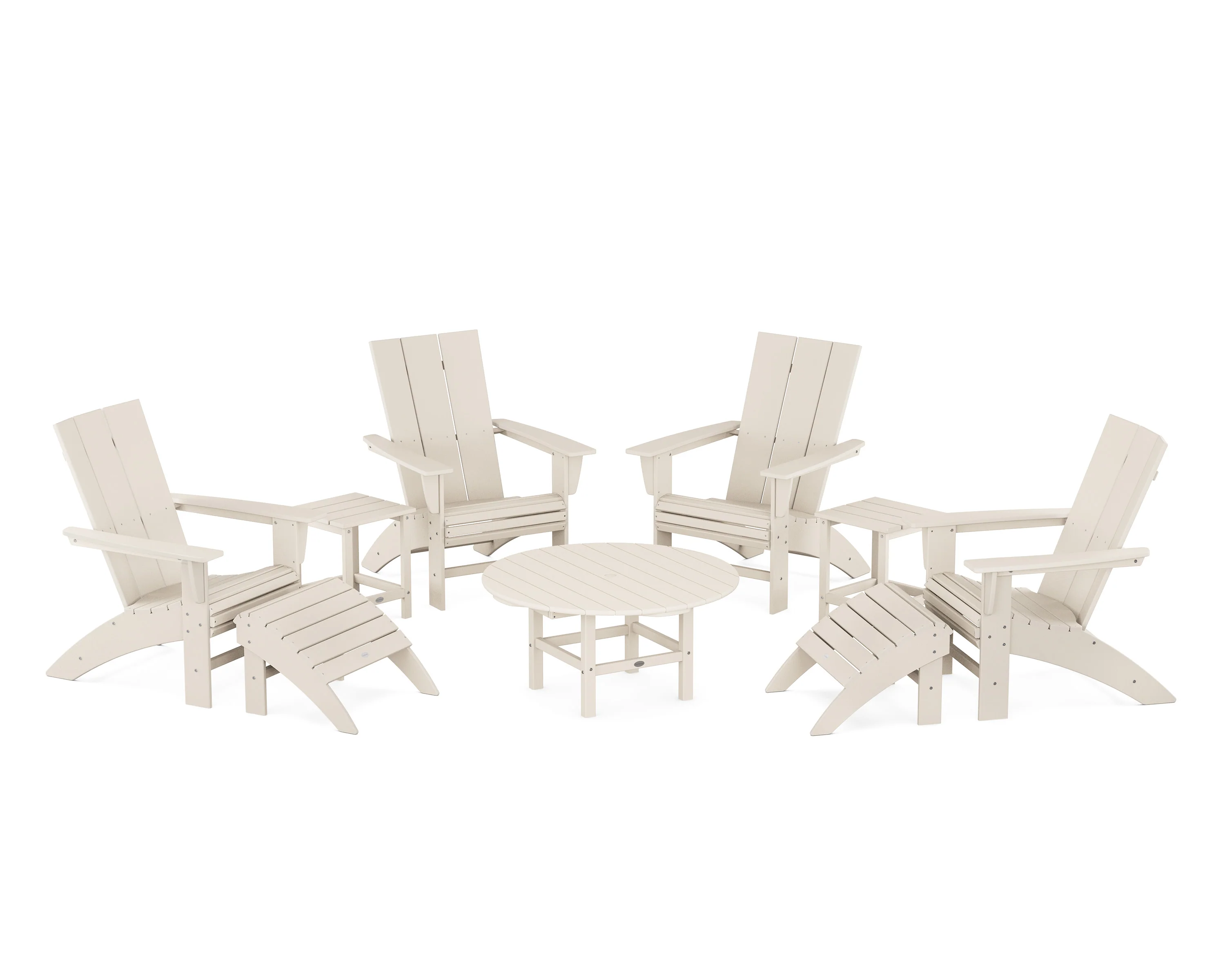 Modern Curveback Adirondack Chair 9-Piece Conversation Set - Image 8