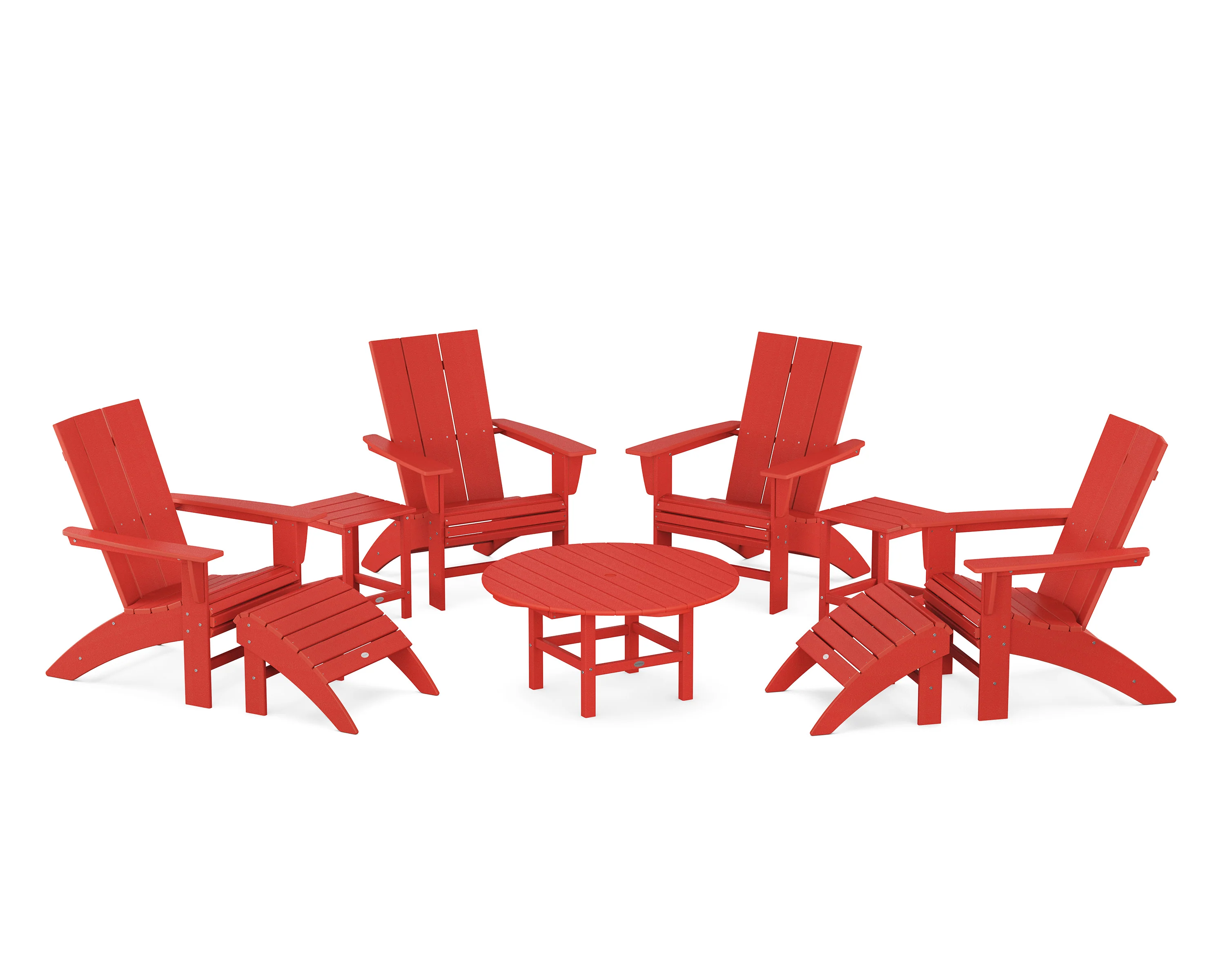 Modern Curveback Adirondack Chair 9-Piece Conversation Set - Image 9