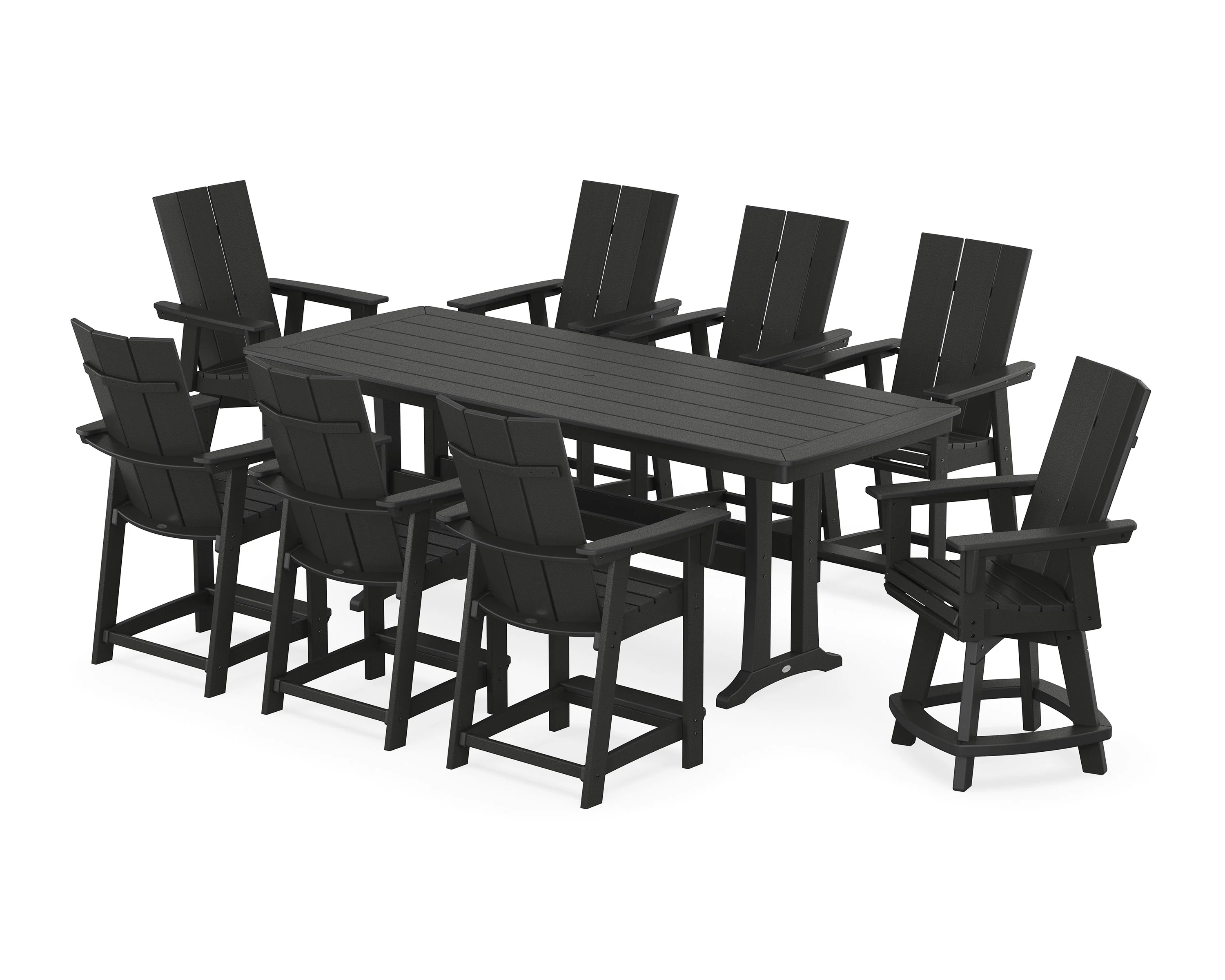 Modern Curveback Adirondack Swivel 9-Piece Counter Set with Trestle Legs - Image 12