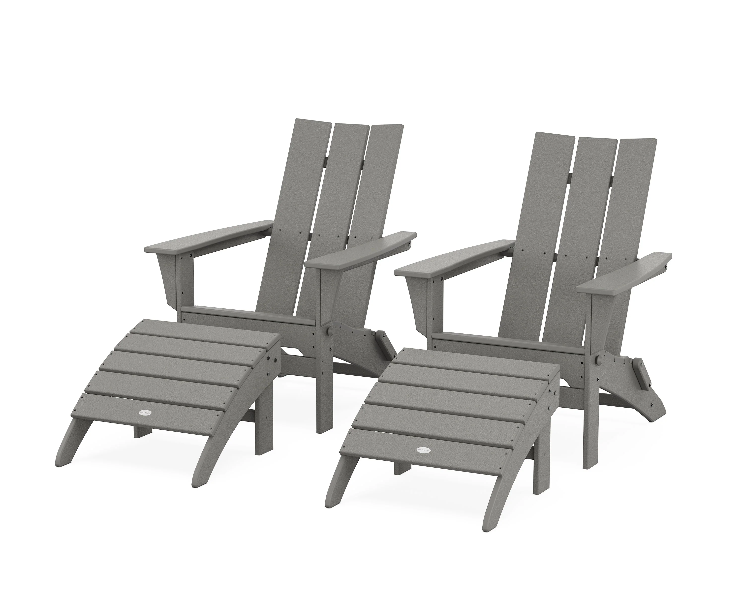 Modern Folding Adirondack Chair 4-Piece Set with Ottomans