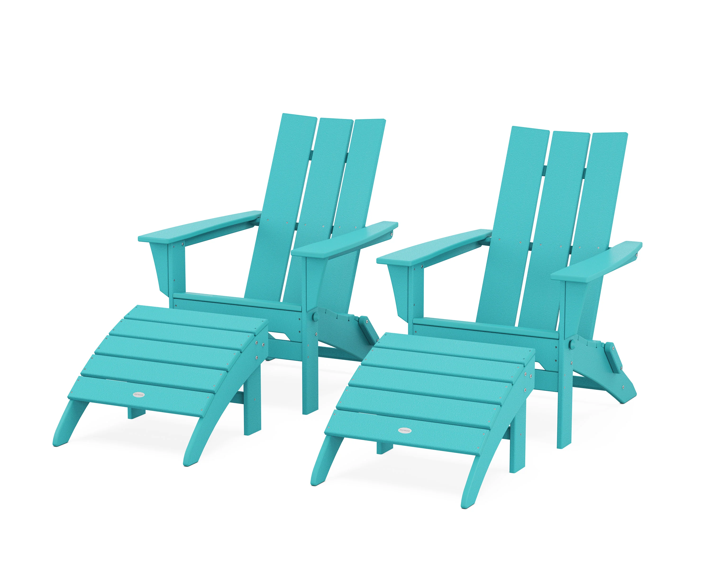 Modern Folding Adirondack Chair 4-Piece Set with Ottomans - Image 12