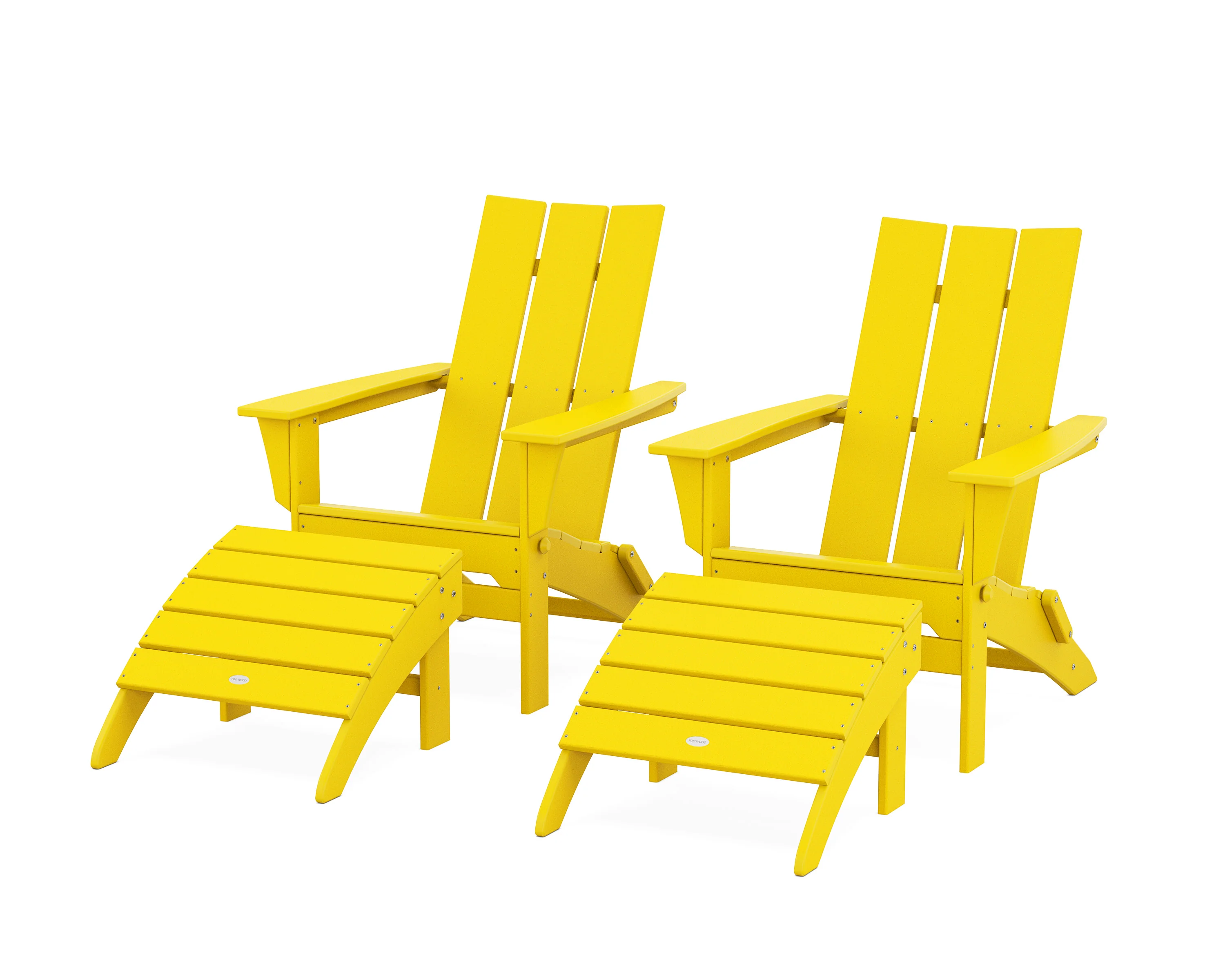 Modern Folding Adirondack Chair 4-Piece Set with Ottomans - Image 2