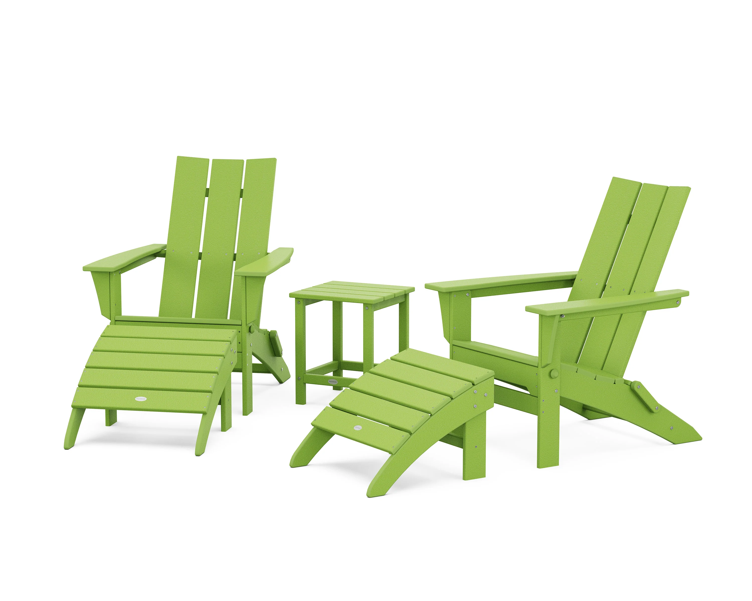 Modern Folding Adirondack Chair 5-Piece Set with Ottomans and 18" Side Table - Image 10