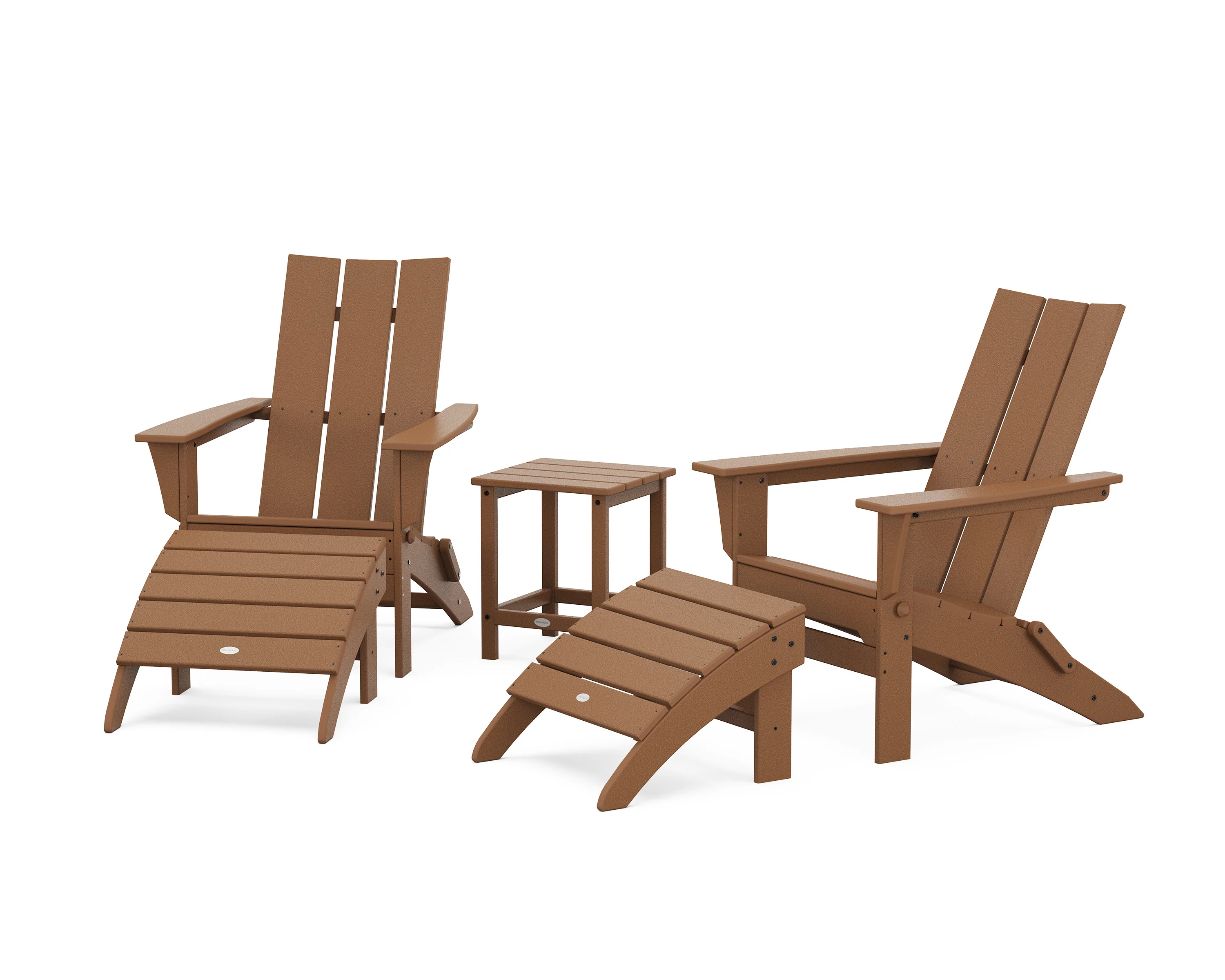 Modern Folding Adirondack Chair 5-Piece Set with Ottomans and 18" Side Table - Image 12