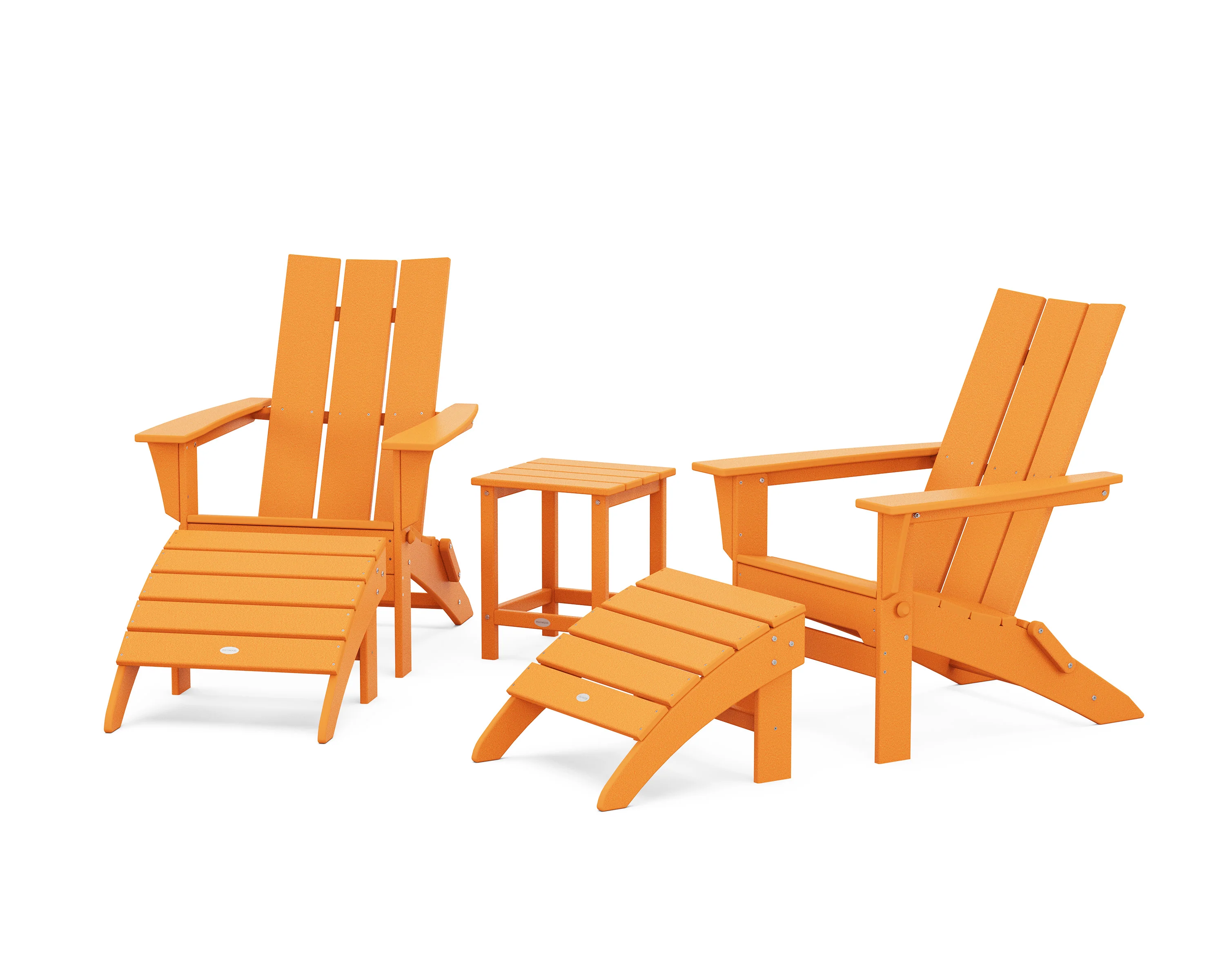 Modern Folding Adirondack Chair 5-Piece Set with Ottomans and 18" Side Table - Image 13