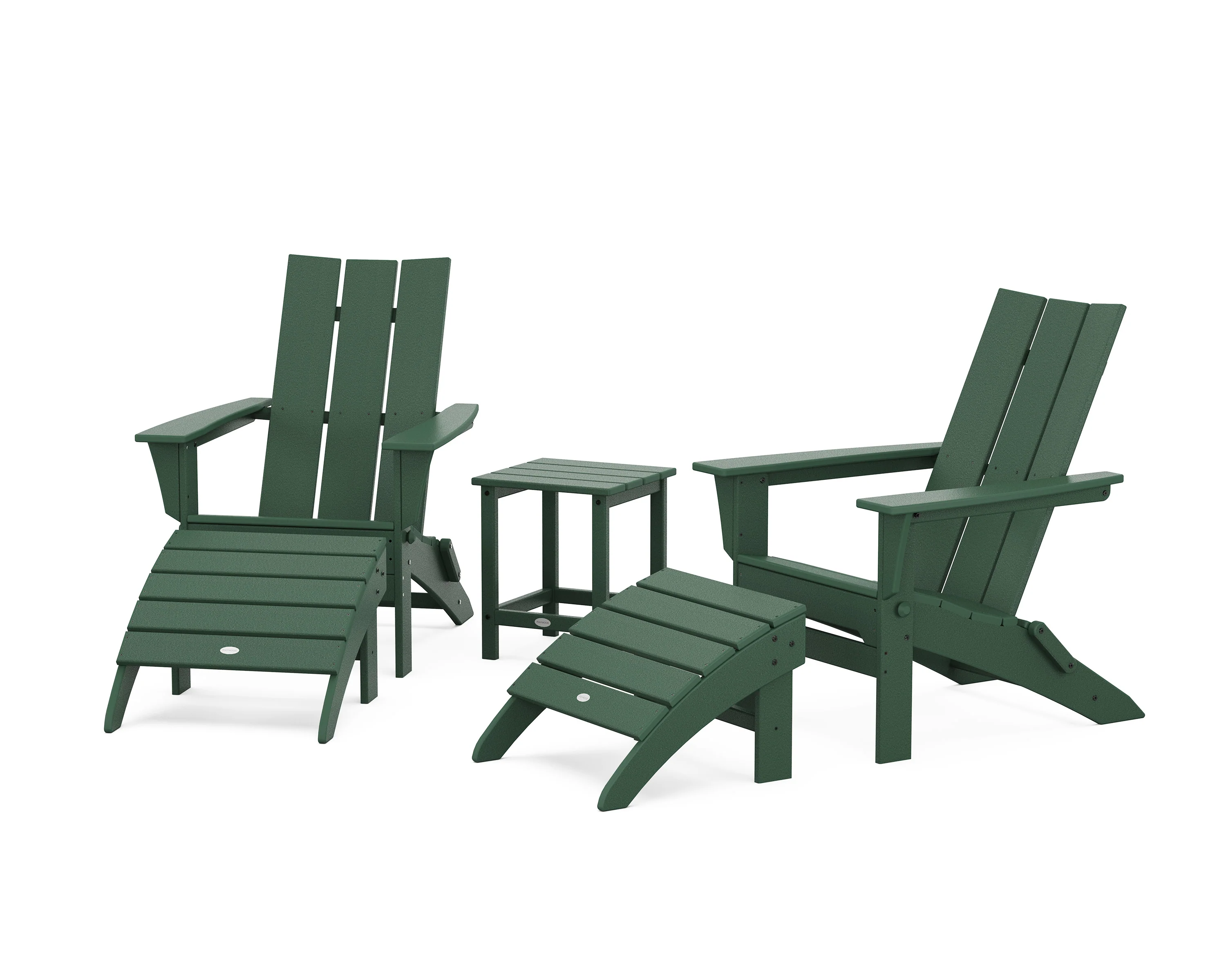 Modern Folding Adirondack Chair 5-Piece Set with Ottomans and 18" Side Table - Image 14