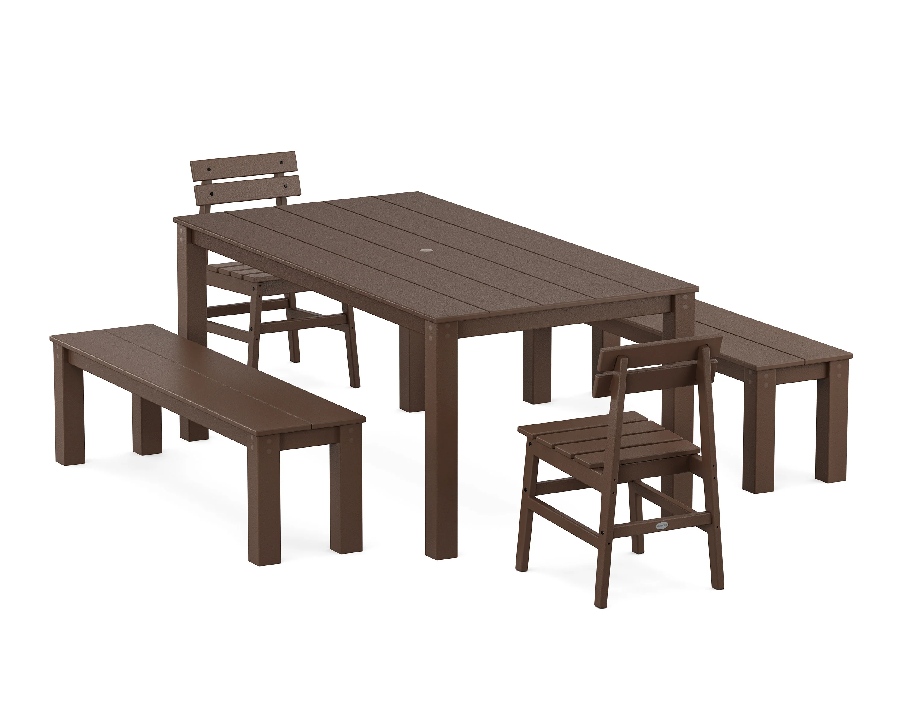 Modern Studio Plaza Chair 5-Piece Parsons Dining Set with Benches - Image 4