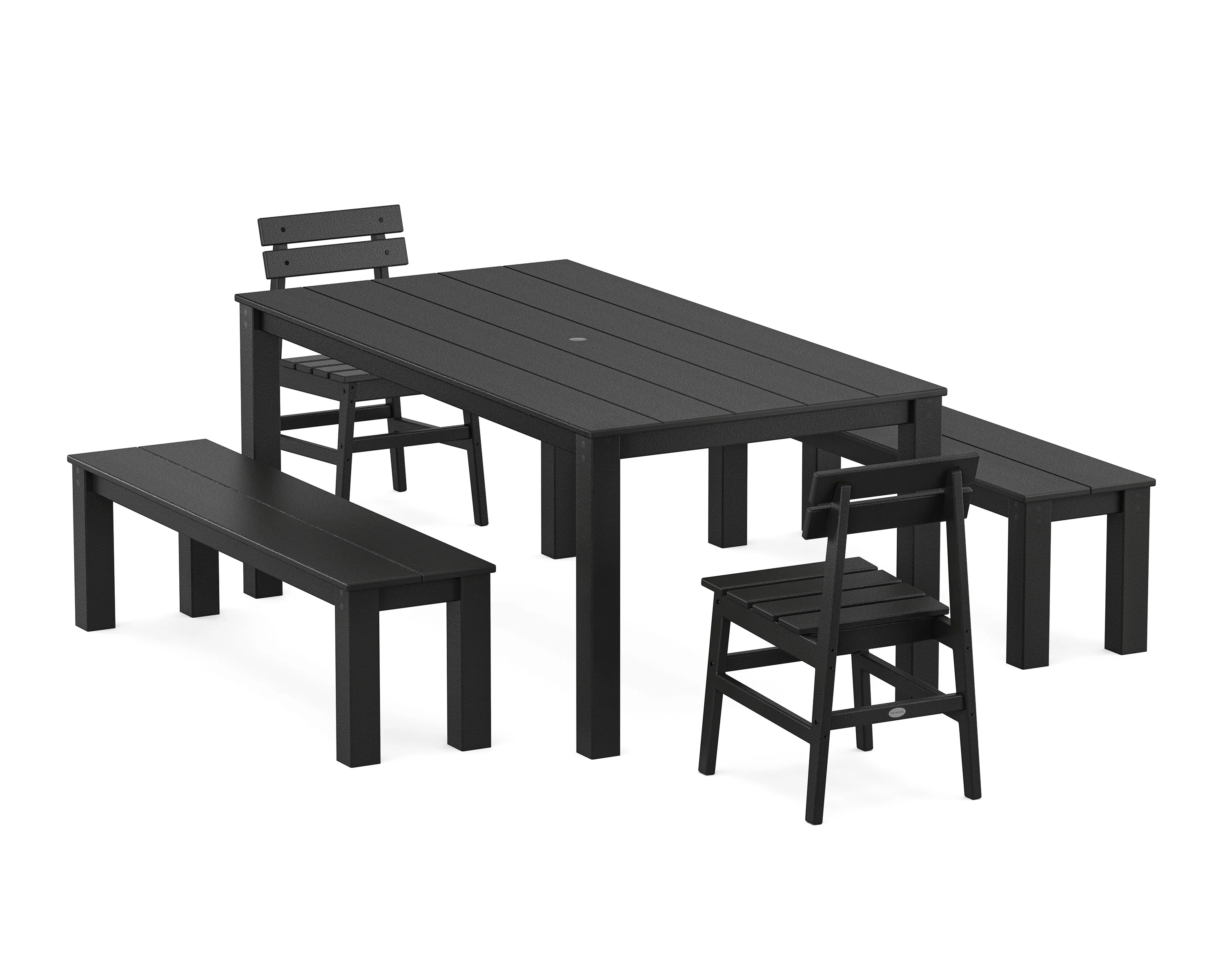 Modern Studio Plaza Chair 5-Piece Parsons Dining Set with Benches - Image 7