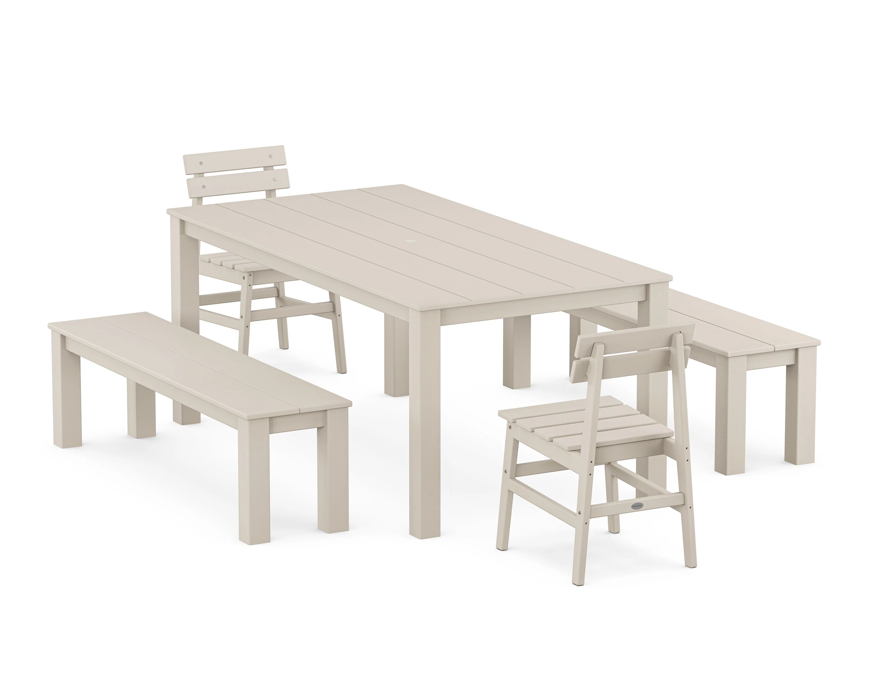 Modern Studio Plaza Chair 5-Piece Parsons Dining Set with Benches - Image 8