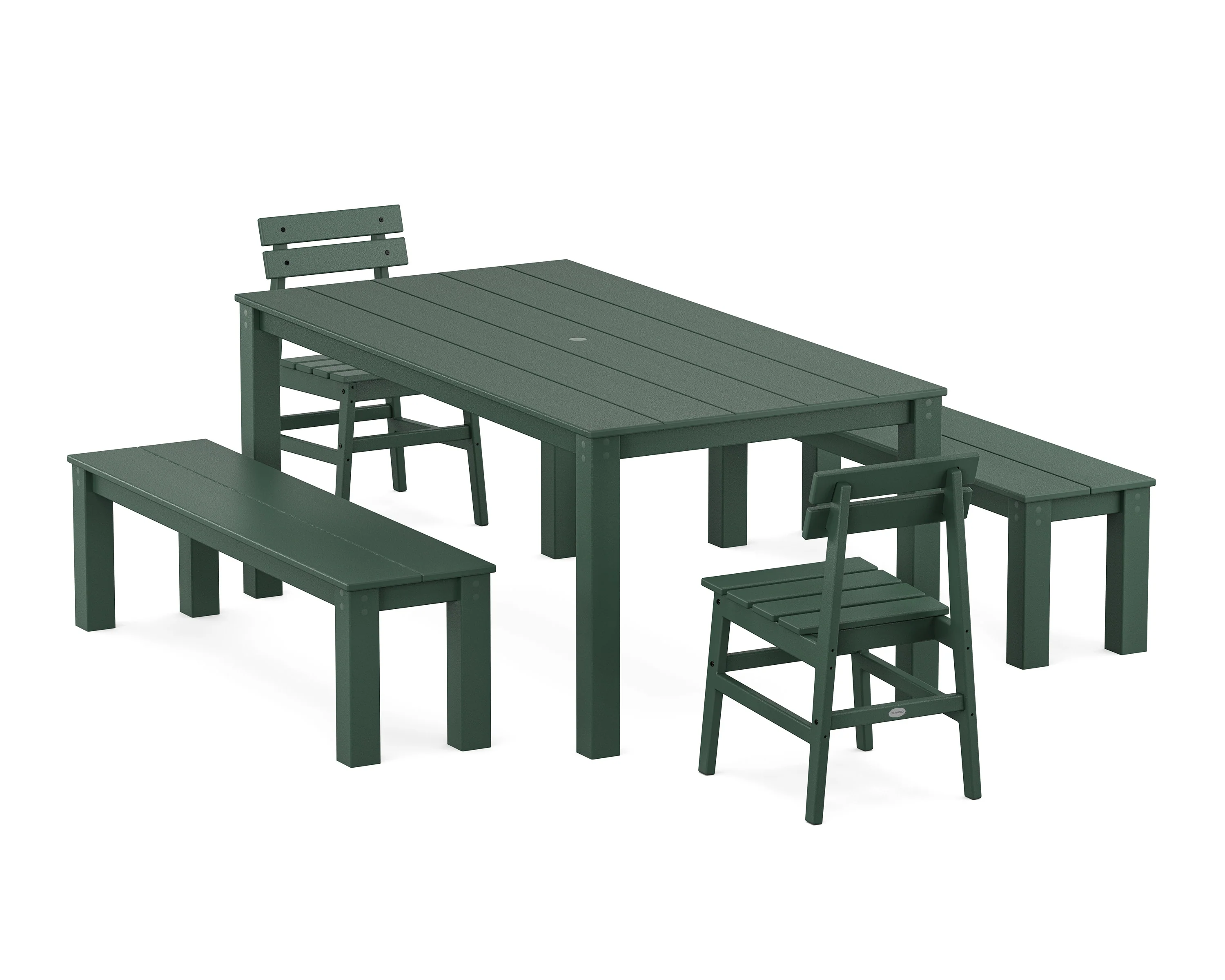 Modern Studio Plaza Chair 5-Piece Parsons Dining Set with Benches - Image 9