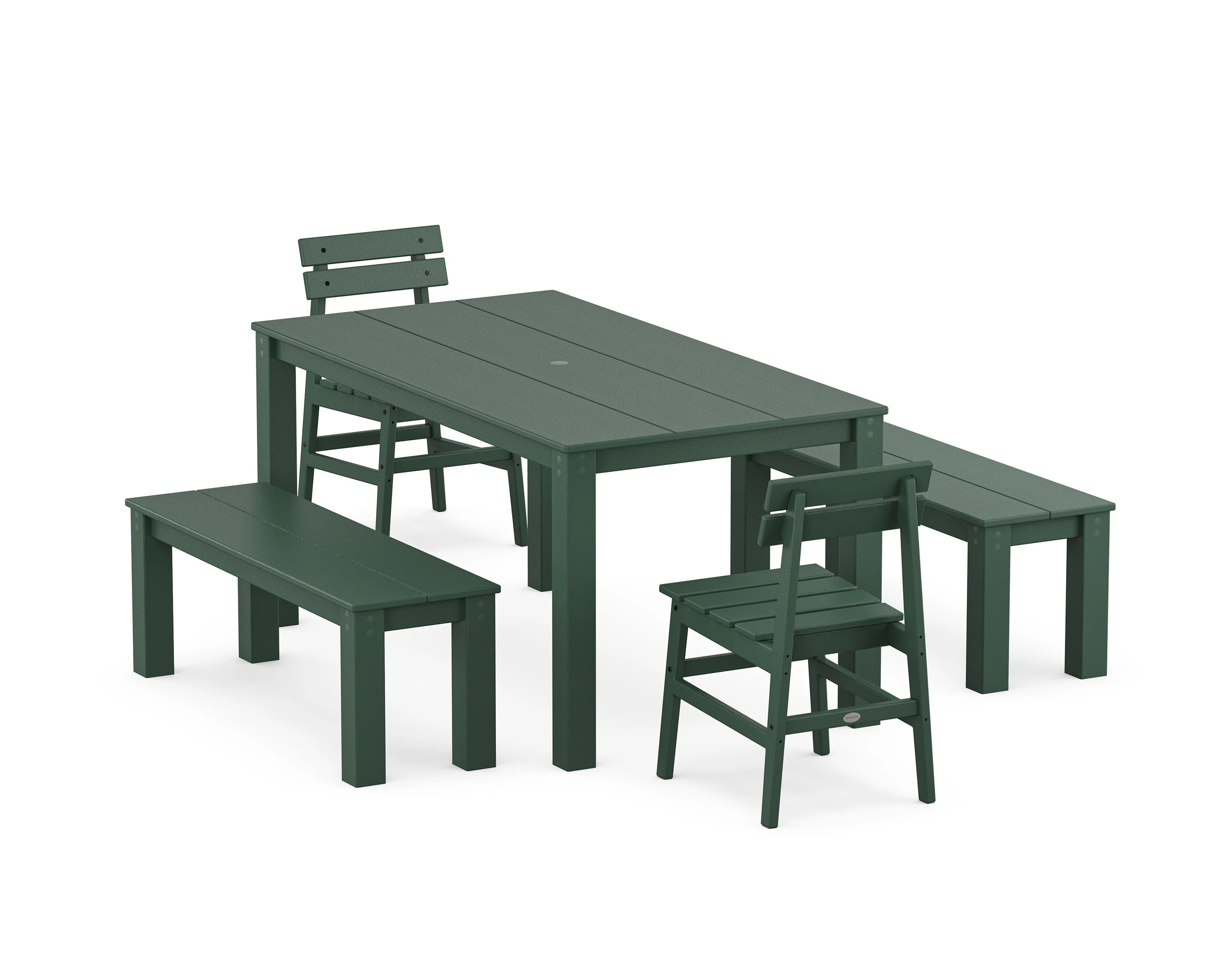 Modern Studio Plaza Chair 5-Piece Parsons Dining Set with Benches - Image 4