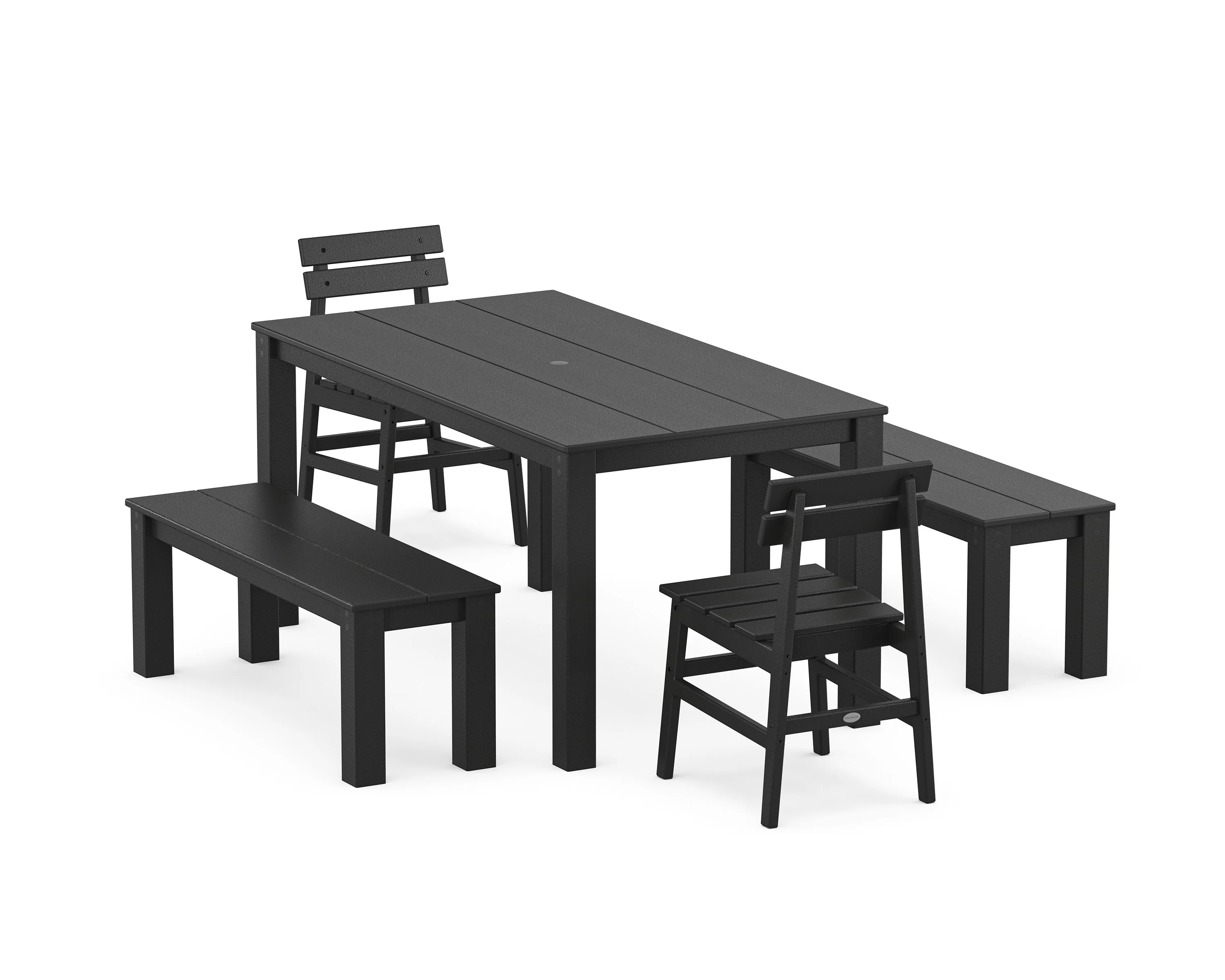 Modern Studio Plaza Chair 5-Piece Parsons Dining Set with Benches - Image 5