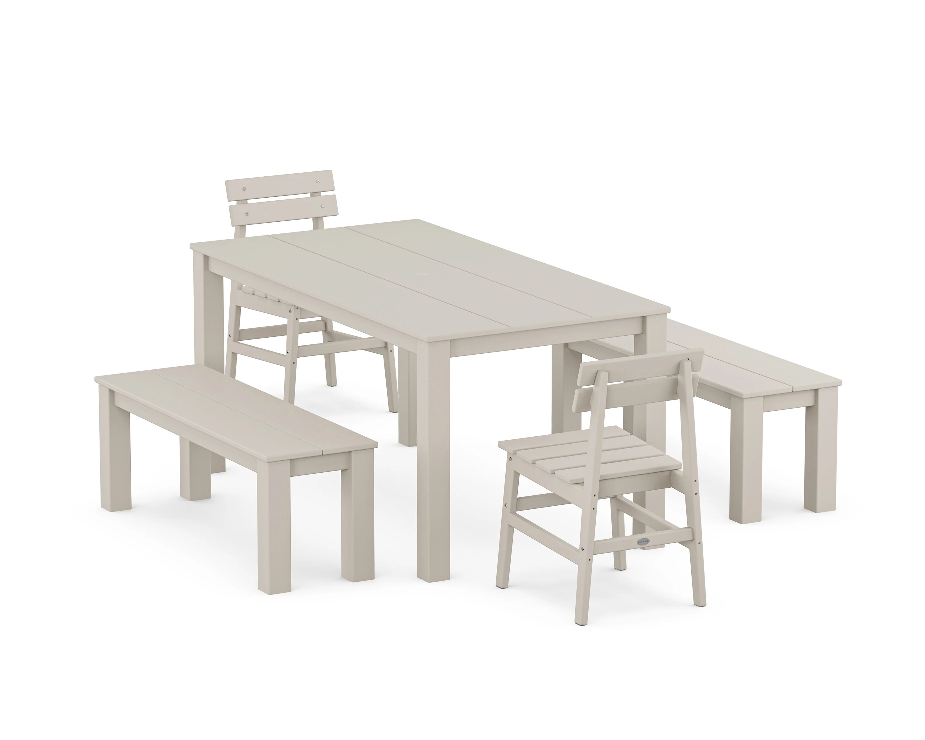 Modern Studio Plaza Chair 5-Piece Parsons Dining Set with Benches - Image 7