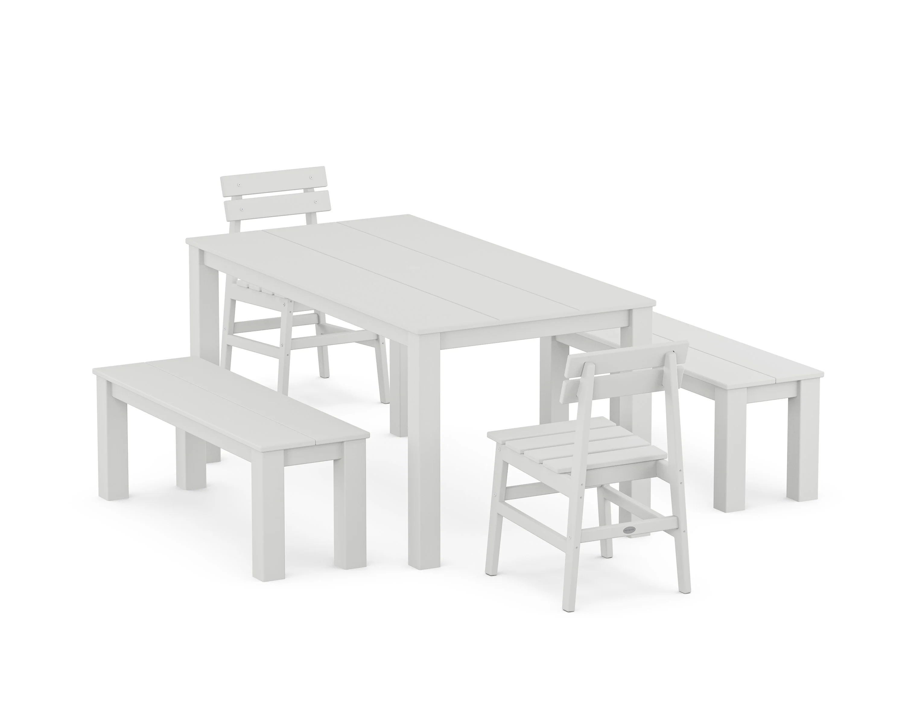 Modern Studio Plaza Chair 5-Piece Parsons Dining Set with Benches - Image 8