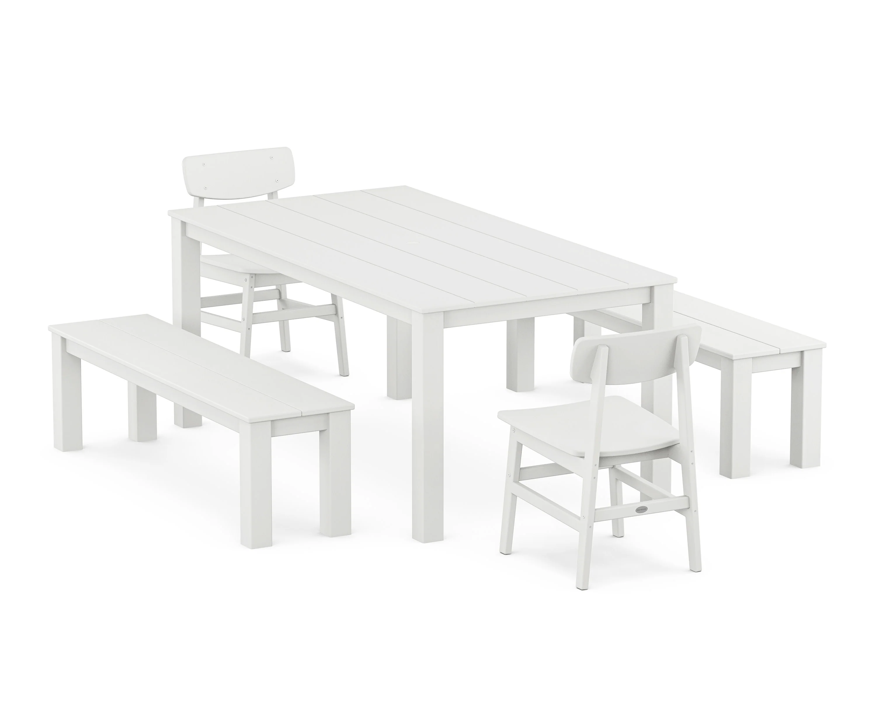 Modern Studio Urban Chair 5-Piece Parsons Dining Set with Benches - Image 6