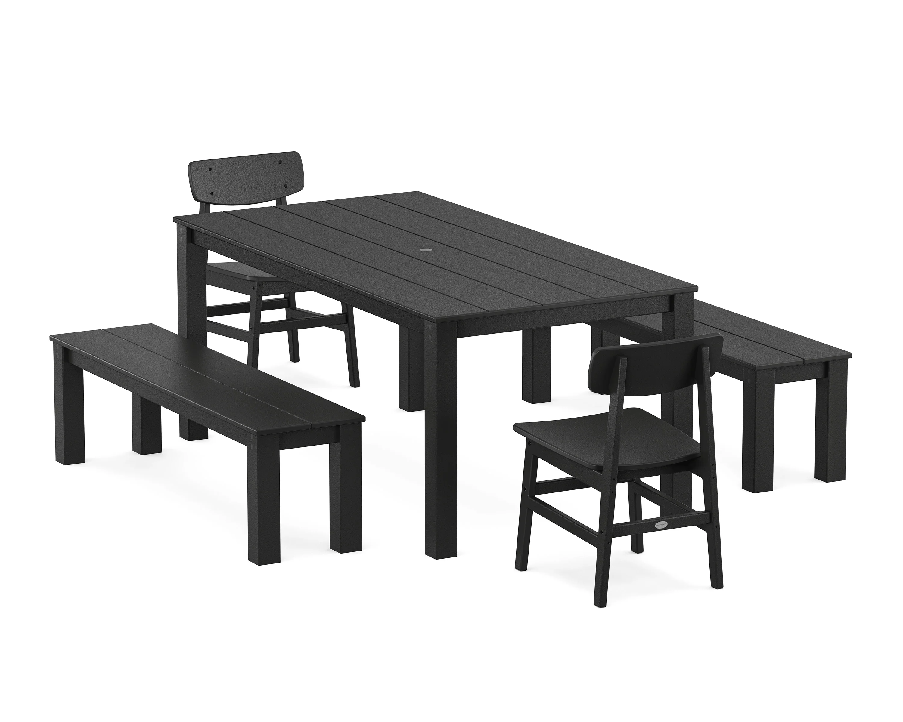 Modern Studio Urban Chair 5-Piece Parsons Dining Set with Benches - Image 9