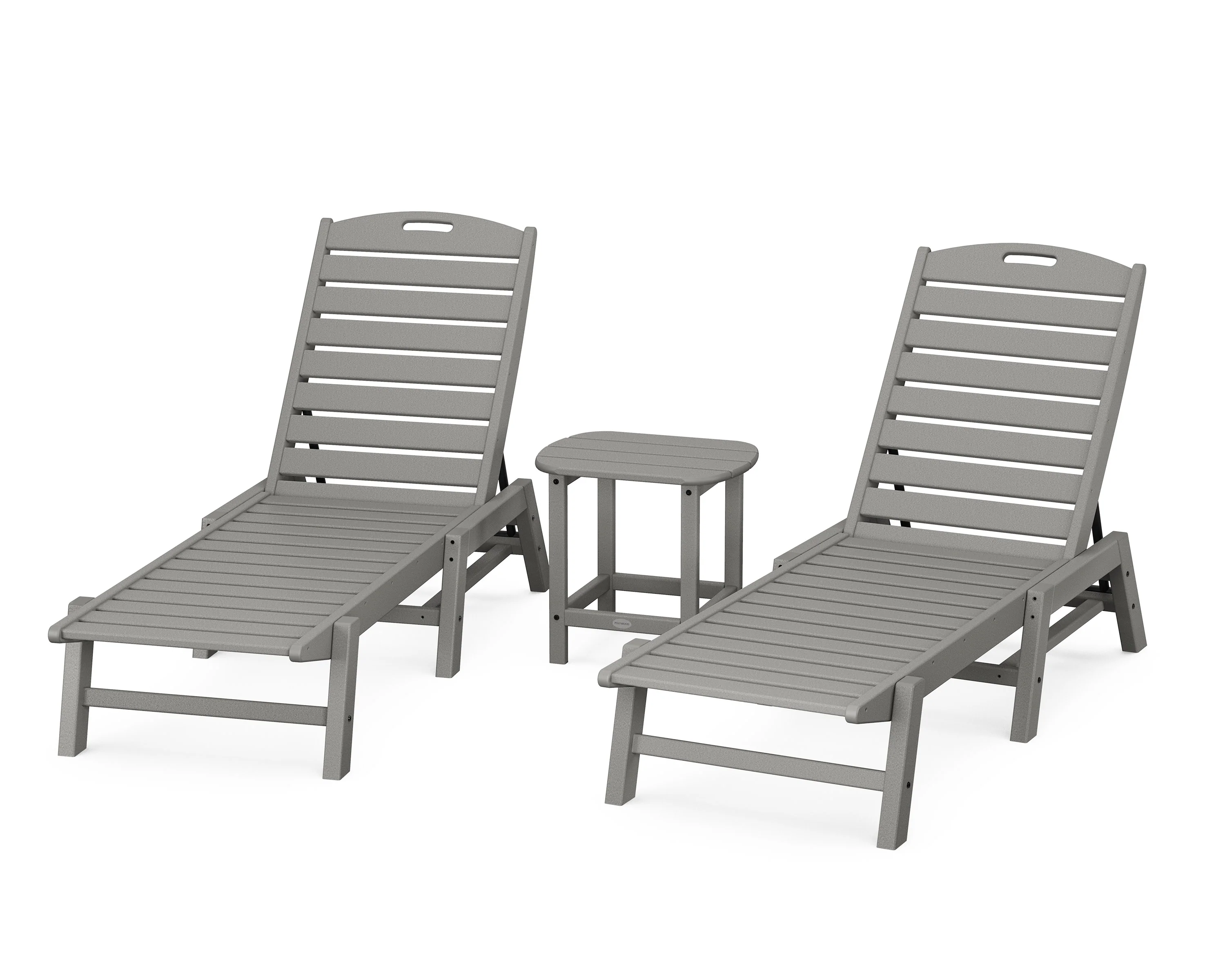 Nautical 3-Piece Chaise Lounge Set with South Beach 18" Side Table