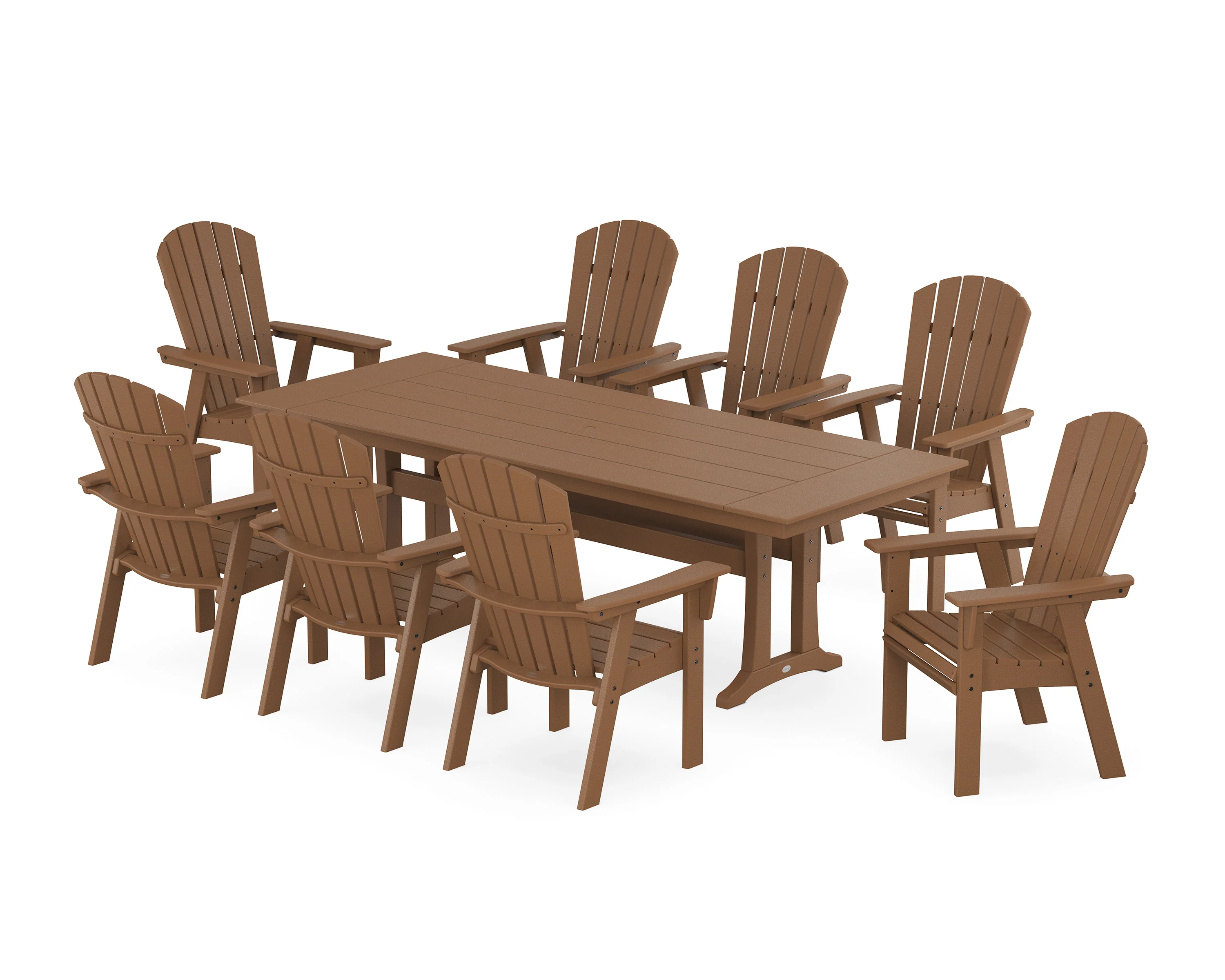 Nautical 9-Piece Curveback Adirondack Farmhouse Dining Set with Trestle Legs - Image 12