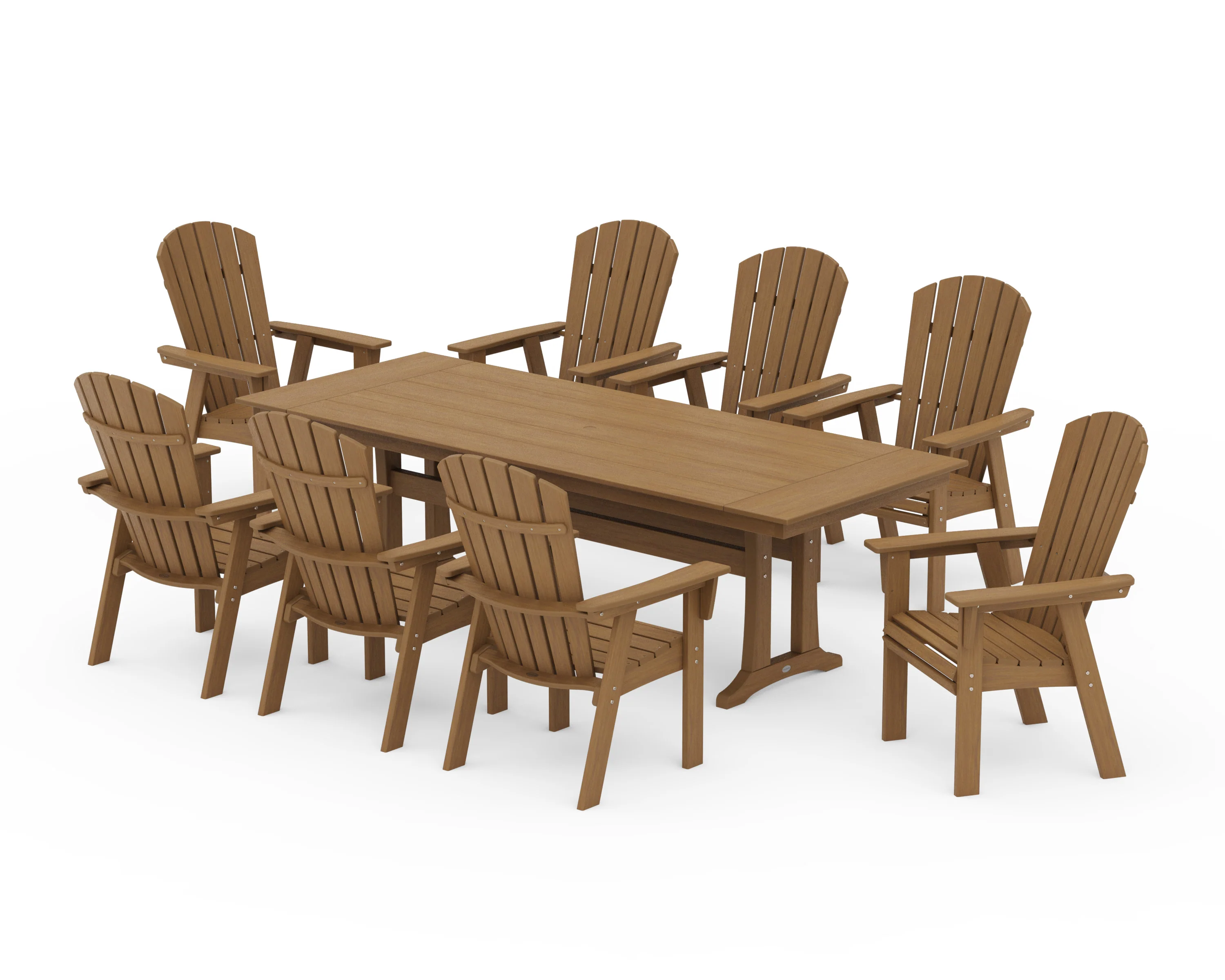 Nautical 9-Piece Curveback Adirondack Farmhouse Dining Set with Trestle Legs - Image 15