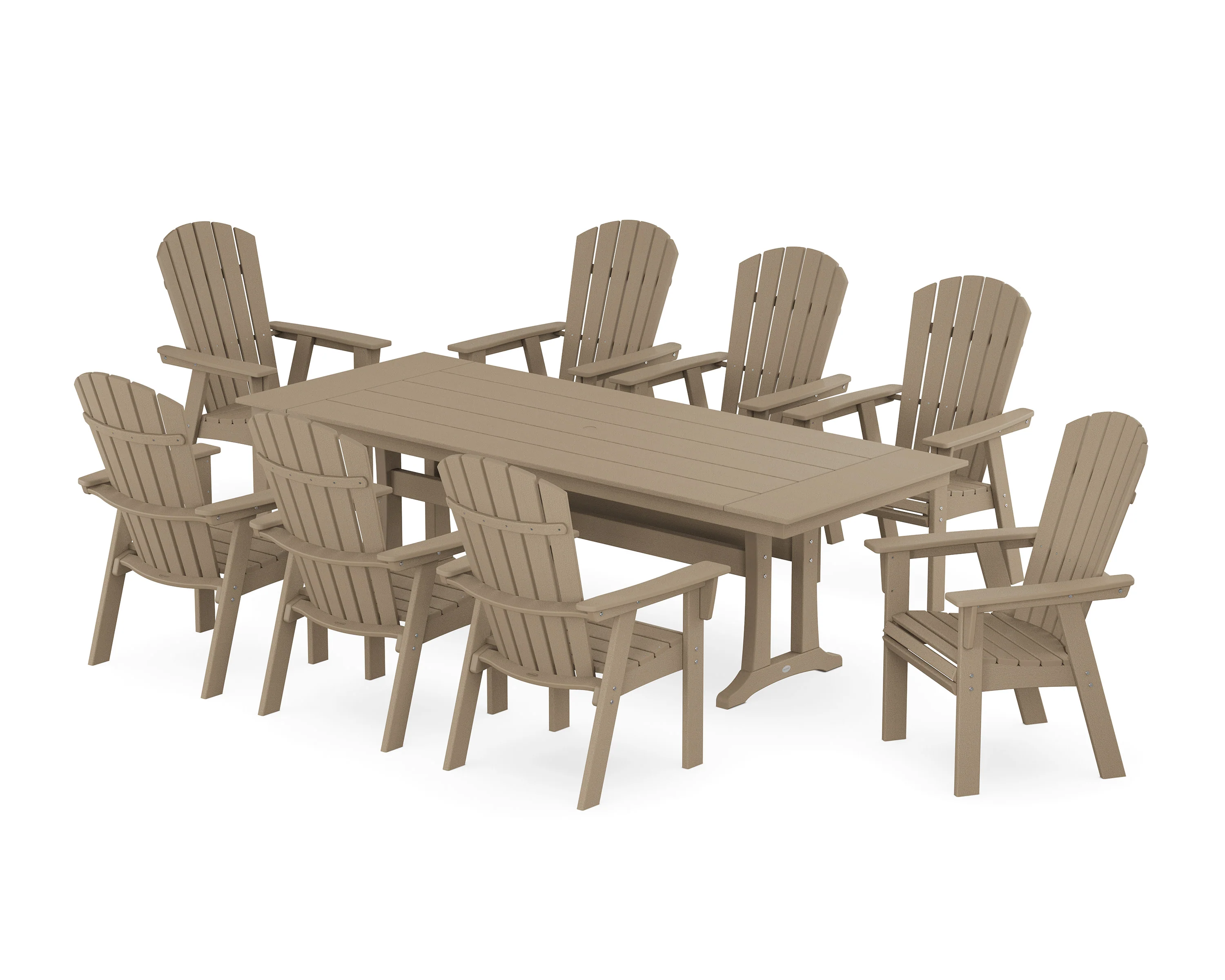 Nautical 9-Piece Curveback Adirondack Farmhouse Dining Set with Trestle Legs - Image 4
