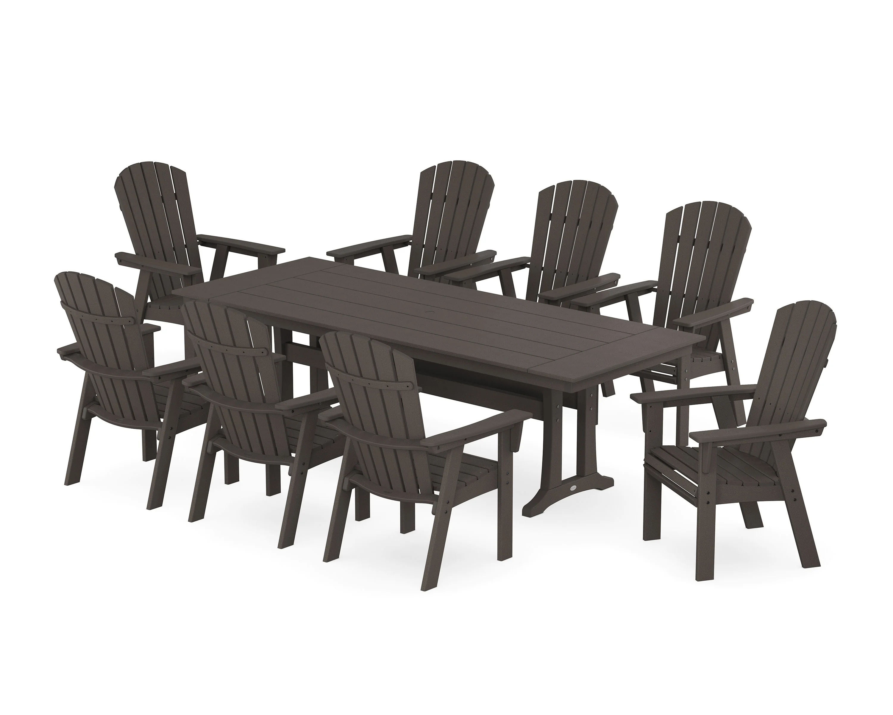 Nautical 9-Piece Curveback Adirondack Farmhouse Dining Set with Trestle Legs - Image 5
