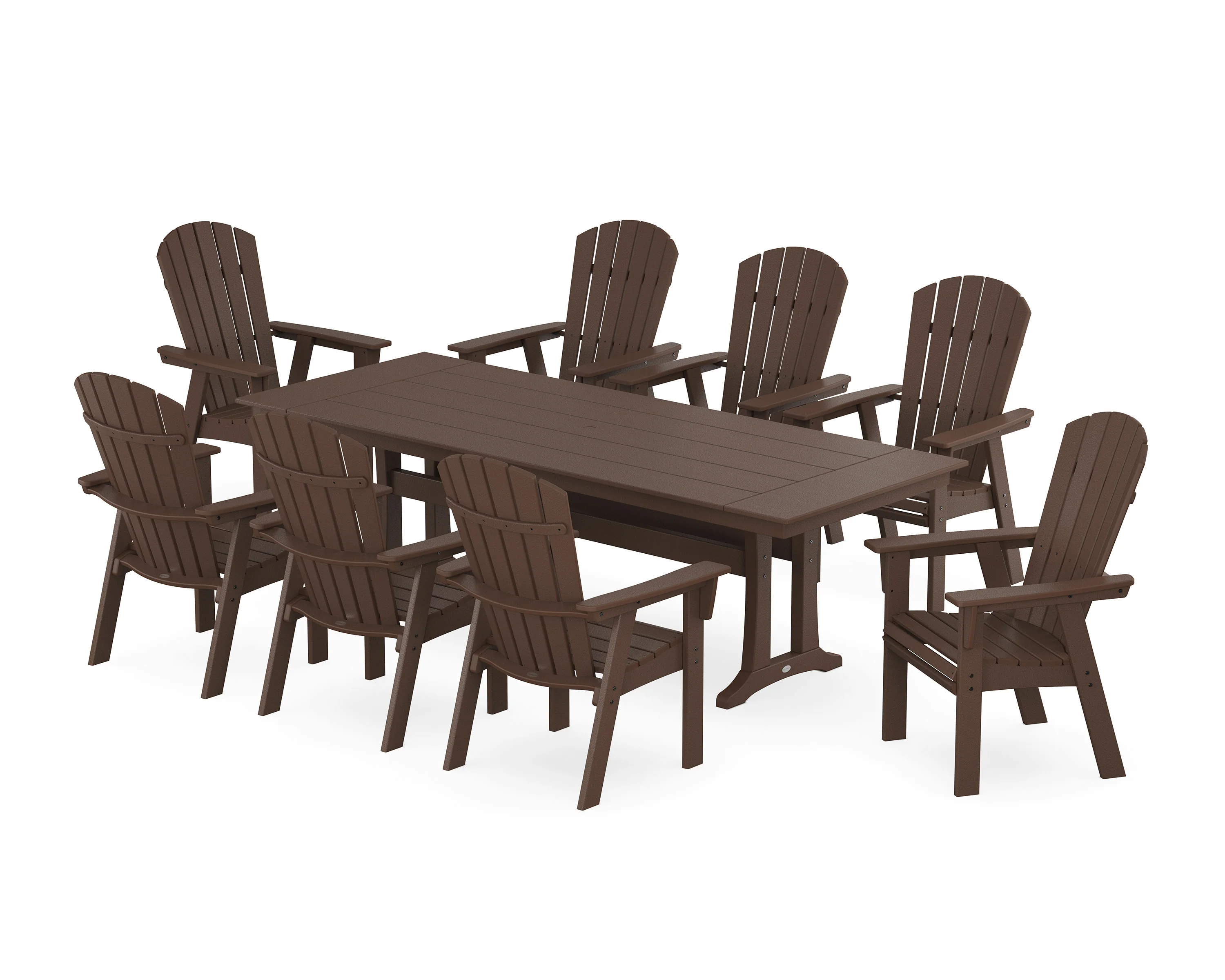 Nautical 9-Piece Curveback Adirondack Farmhouse Dining Set with Trestle Legs - Image 6
