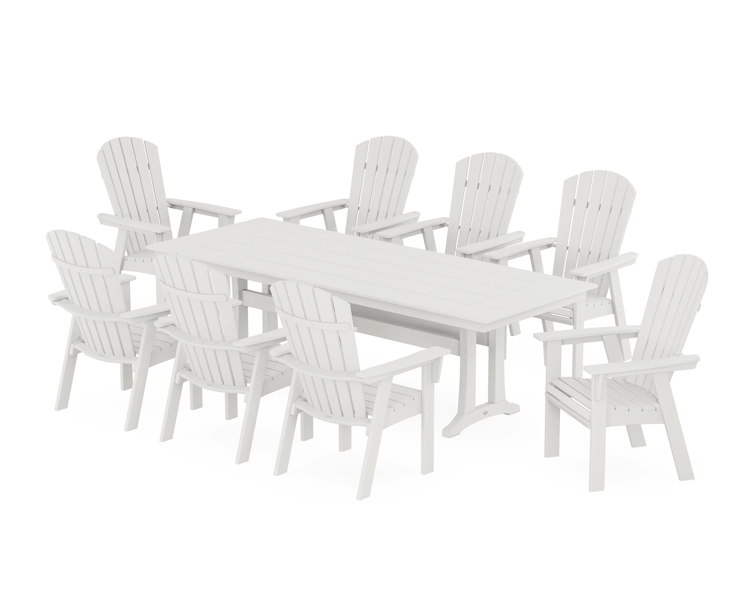 Nautical 9-Piece Curveback Adirondack Farmhouse Dining Set with Trestle Legs - Image 8