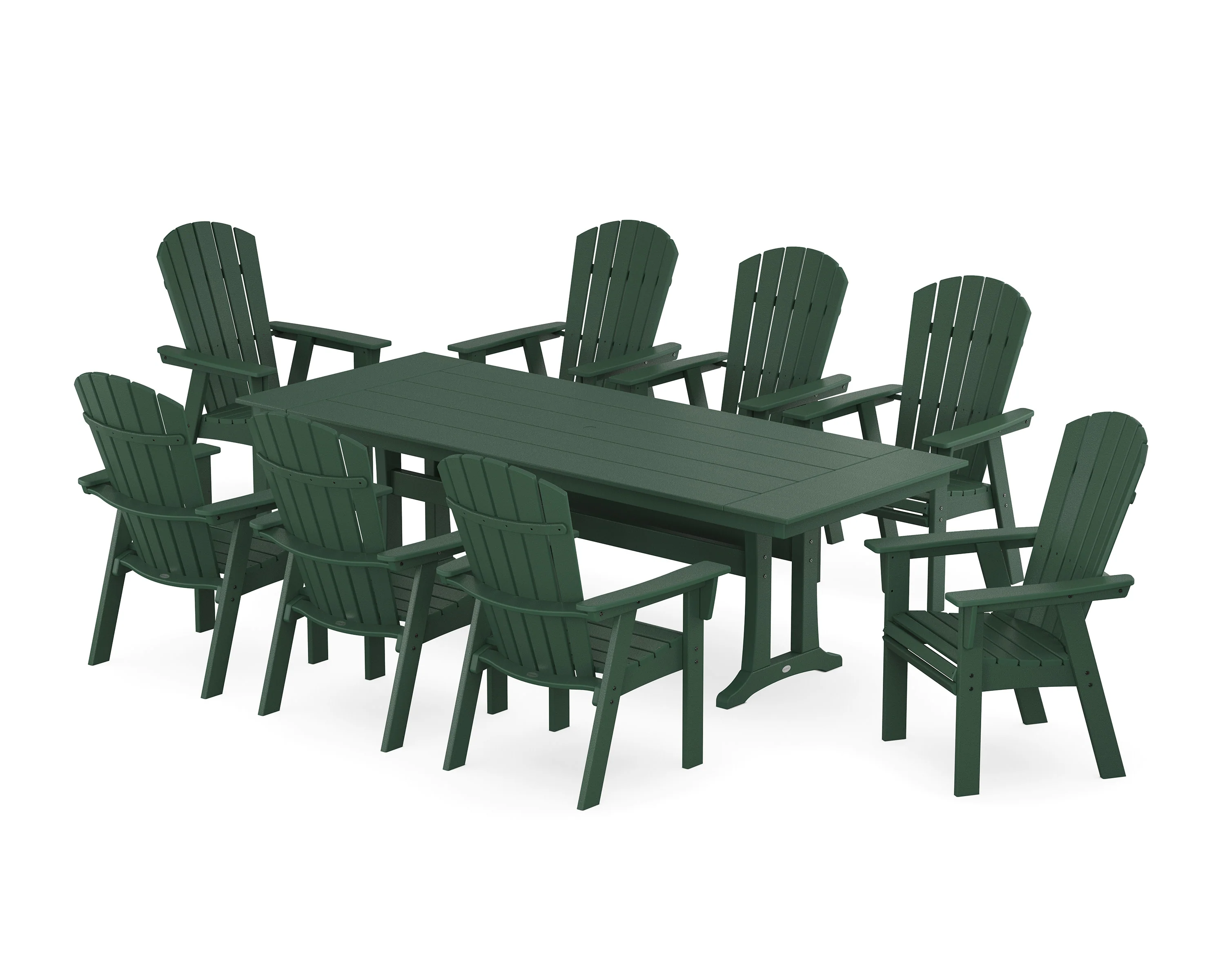 Nautical 9-Piece Curveback Adirondack Farmhouse Dining Set with Trestle Legs - Image 9