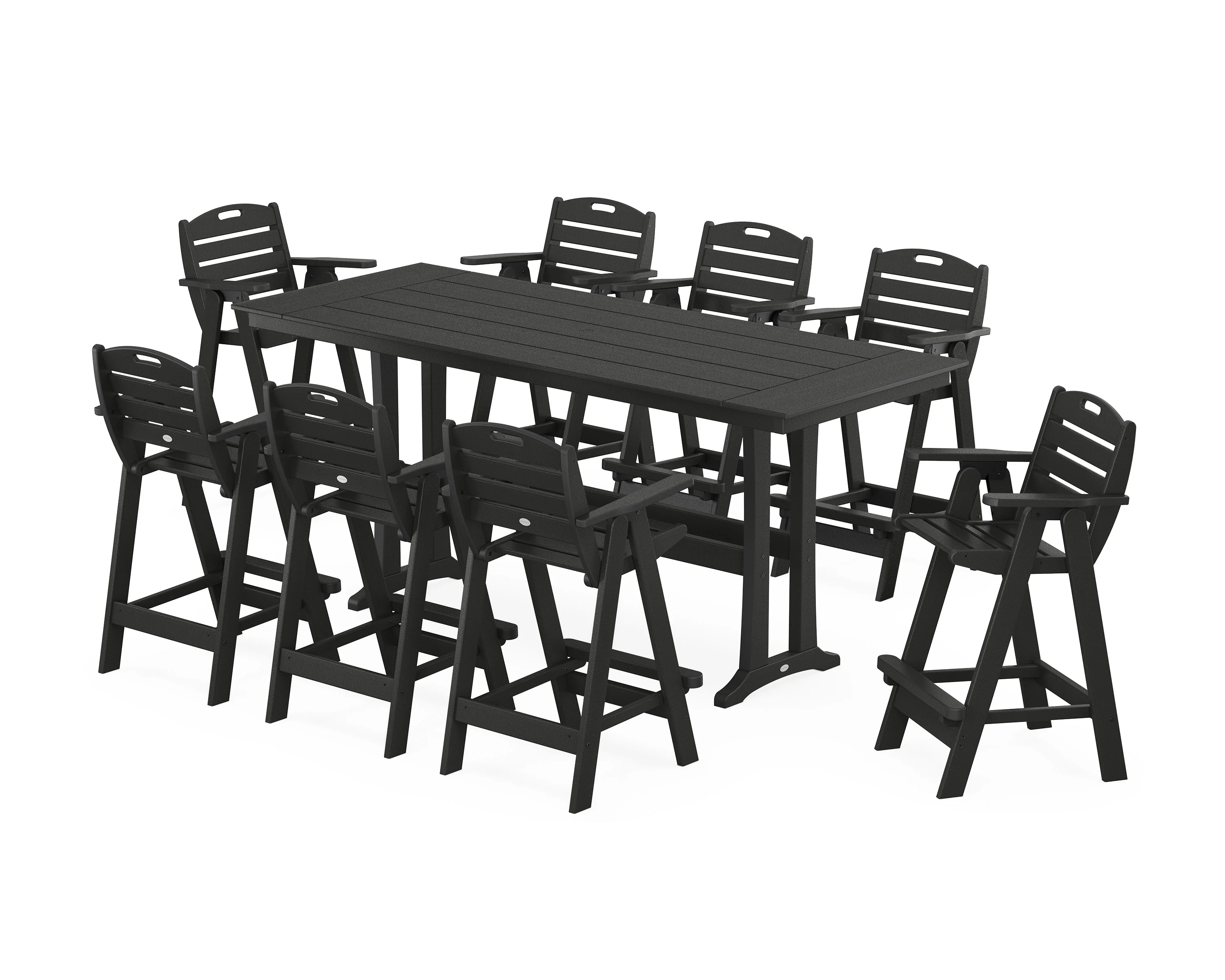 Nautical 9-Piece Farmhouse Bar Set with Trestle Legs - Image 10