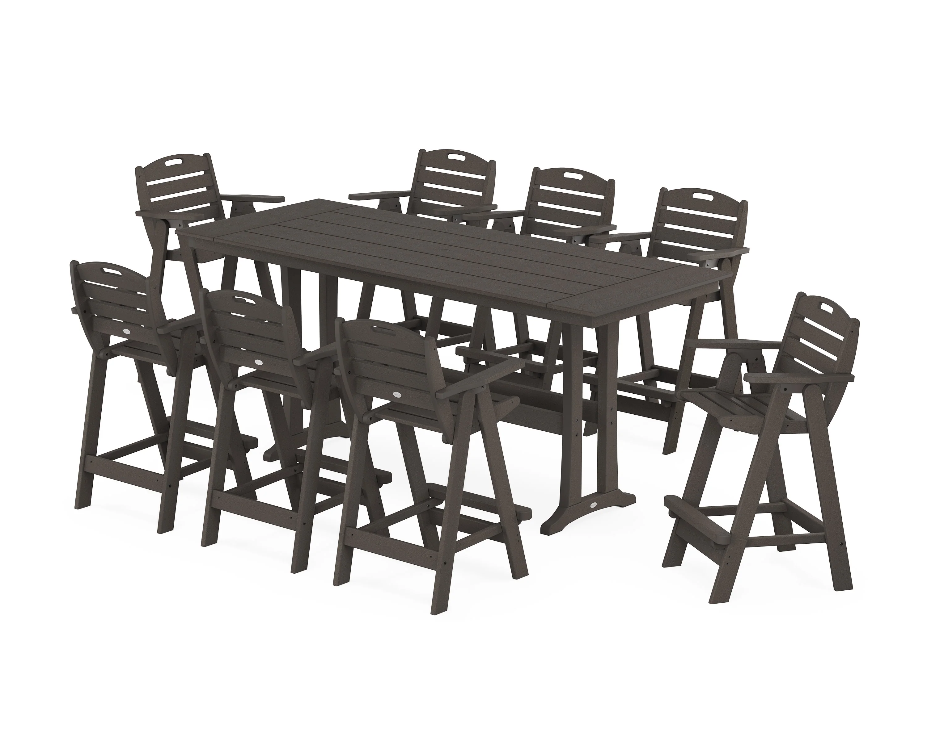 Nautical 9-Piece Farmhouse Bar Set with Trestle Legs - Image 11