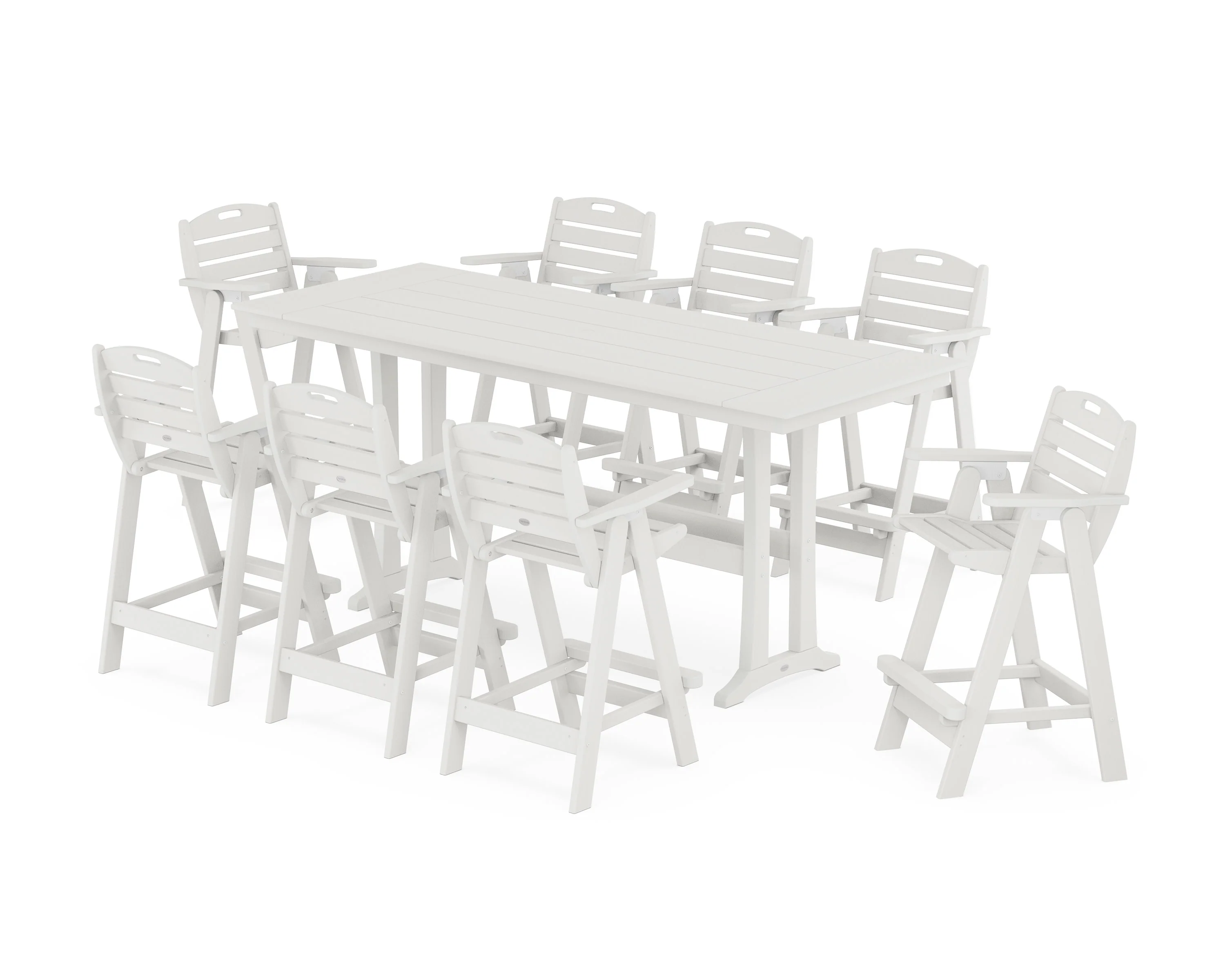 Nautical 9-Piece Farmhouse Bar Set with Trestle Legs - Image 12