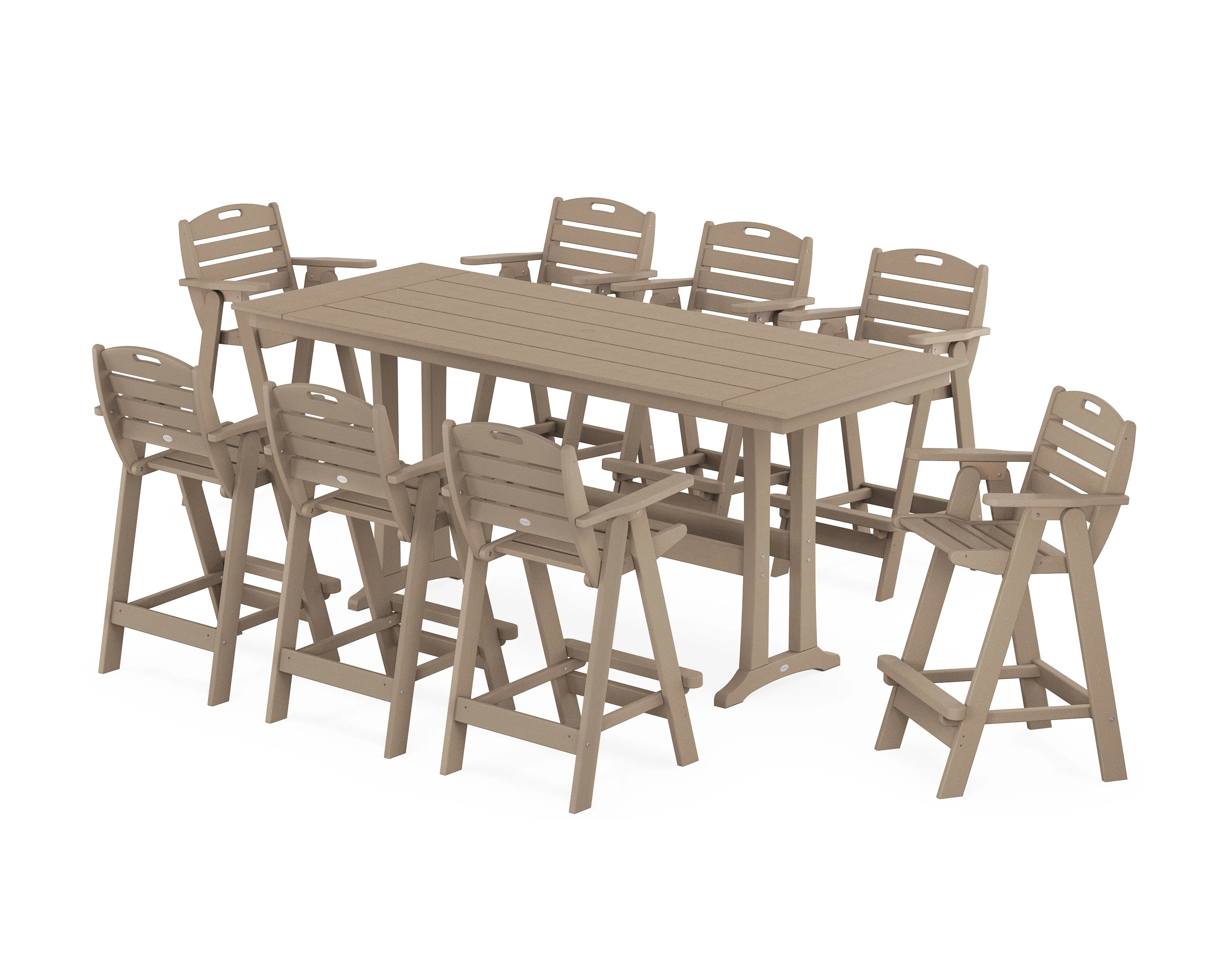 Nautical 9-Piece Farmhouse Bar Set with Trestle Legs - Image 13