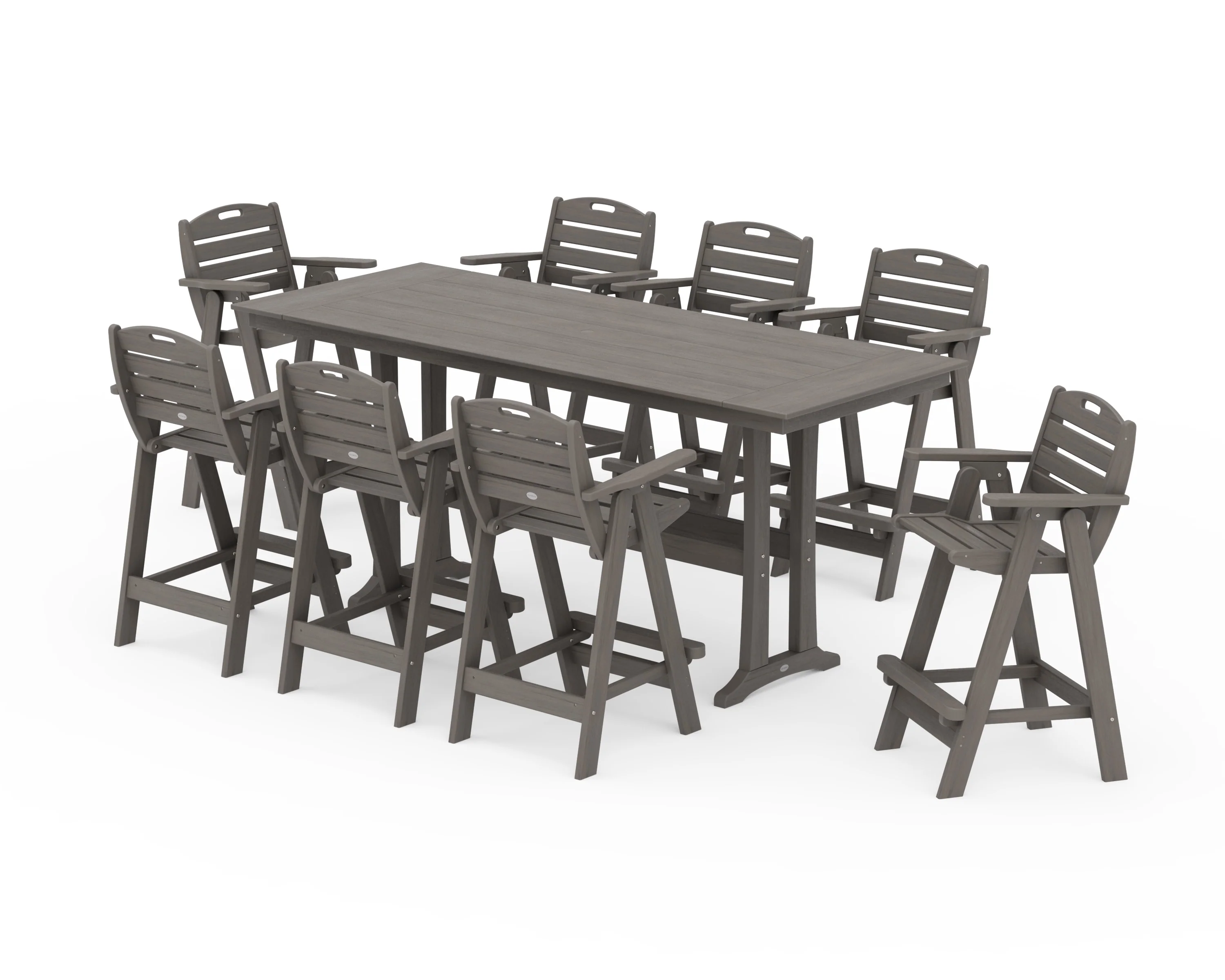 Nautical 9-Piece Farmhouse Bar Set with Trestle Legs - Image 14