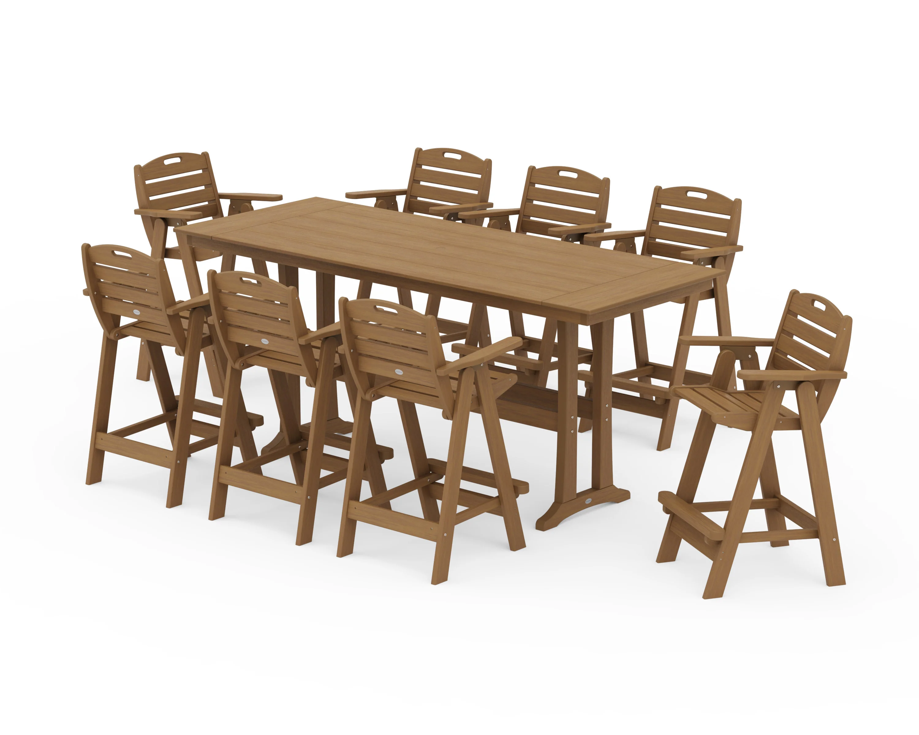 Nautical 9-Piece Farmhouse Bar Set with Trestle Legs - Image 16