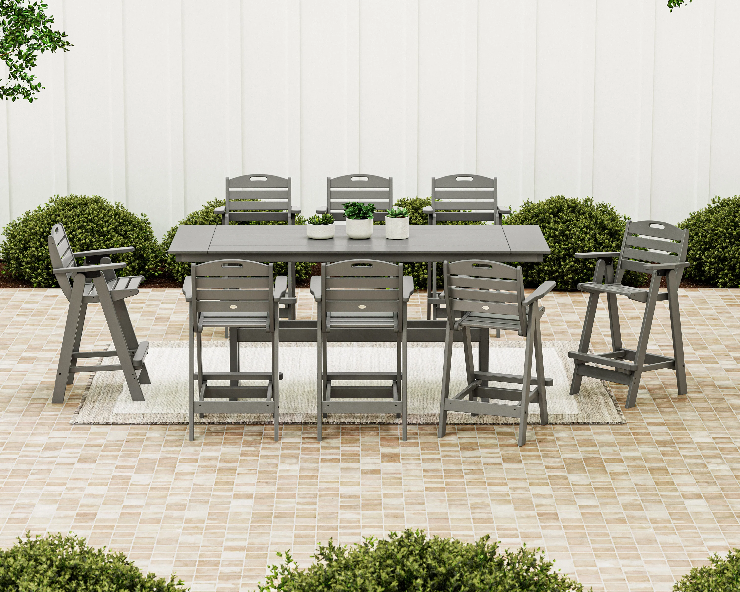Nautical 9-Piece Farmhouse Bar Set with Trestle Legs - Image 3