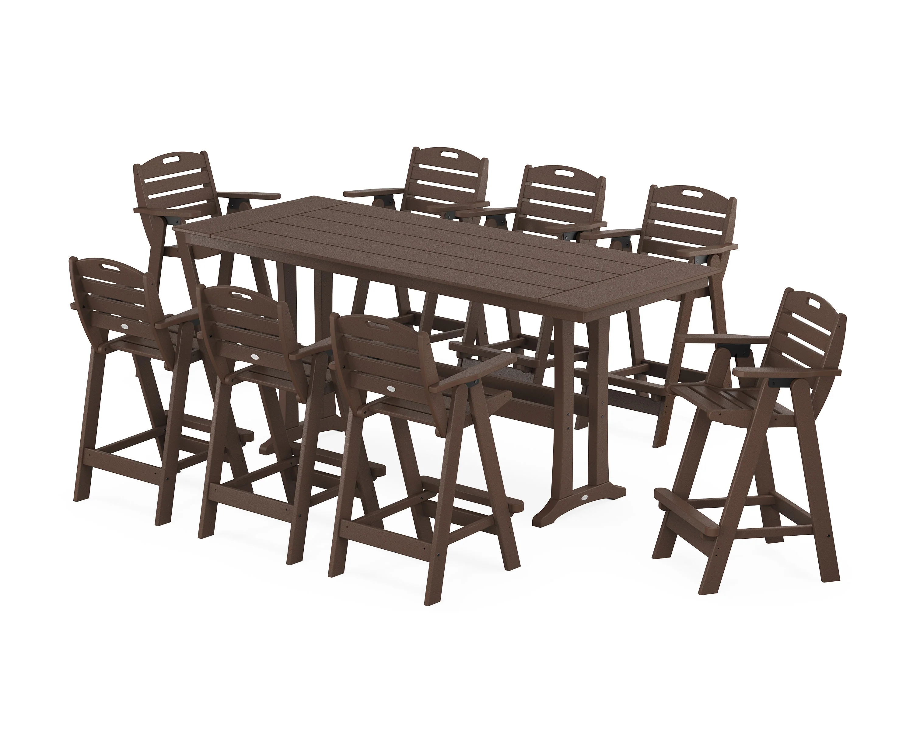 Nautical 9-Piece Farmhouse Bar Set with Trestle Legs - Image 6