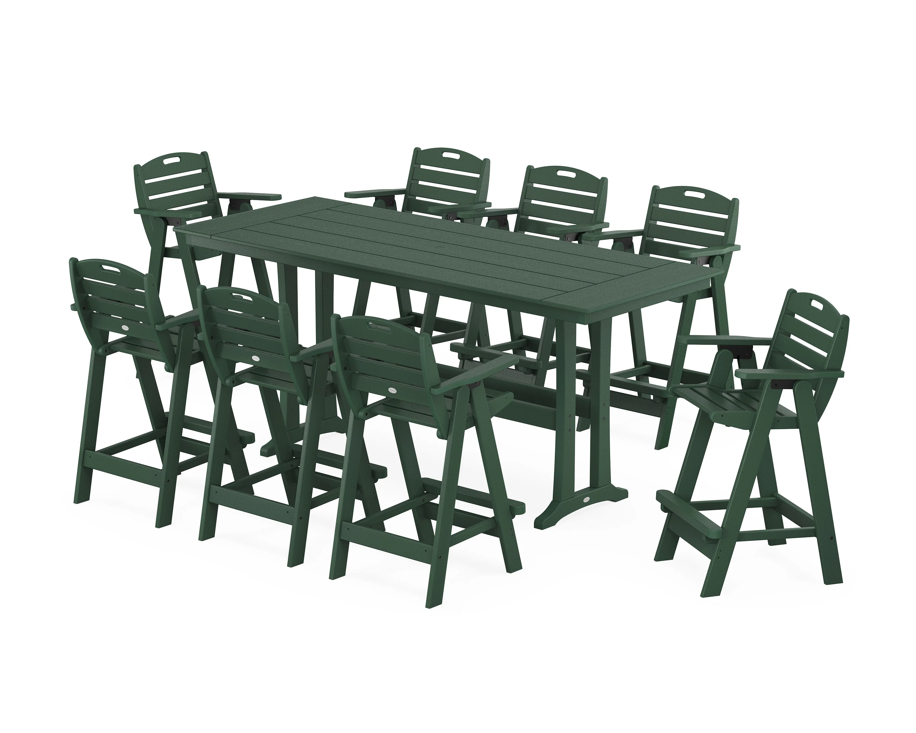 Nautical 9-Piece Farmhouse Bar Set with Trestle Legs - Image 7
