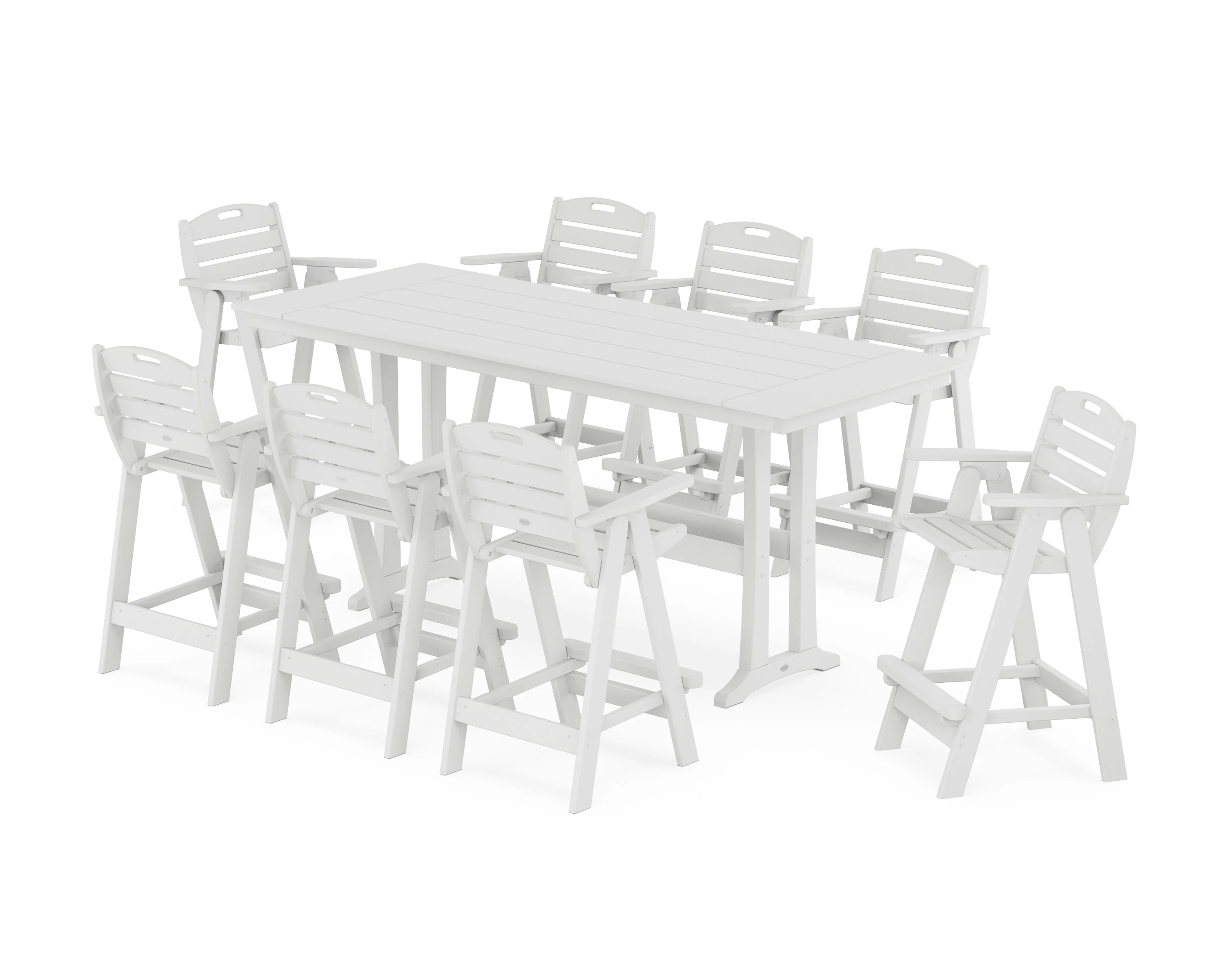 Nautical 9-Piece Farmhouse Bar Set with Trestle Legs - Image 9