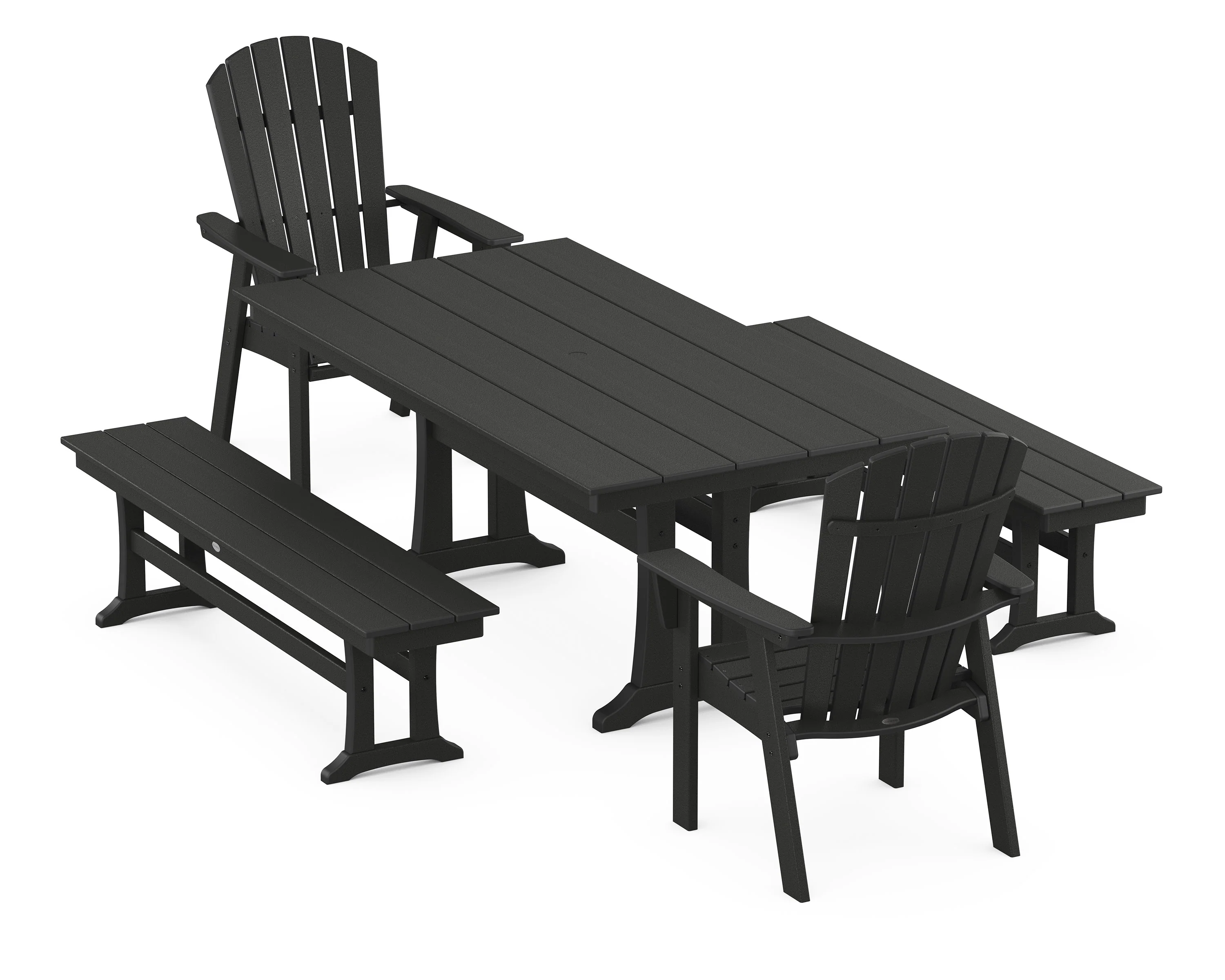 Nautical Adirondack 5-Piece Farmhouse Dining Set With Trestle Legs - Image 10