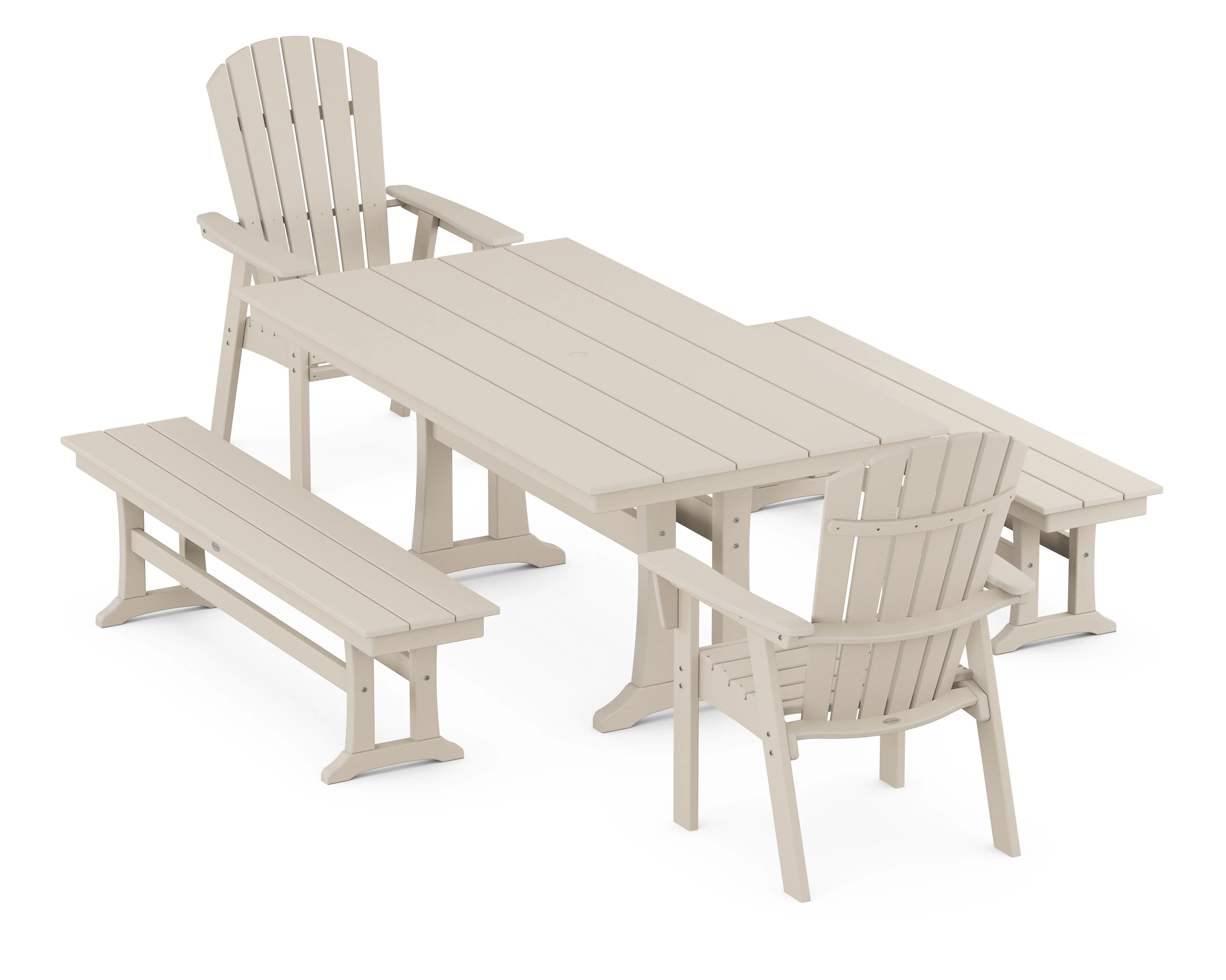 Nautical Adirondack 5-Piece Farmhouse Dining Set With Trestle Legs - Image 11