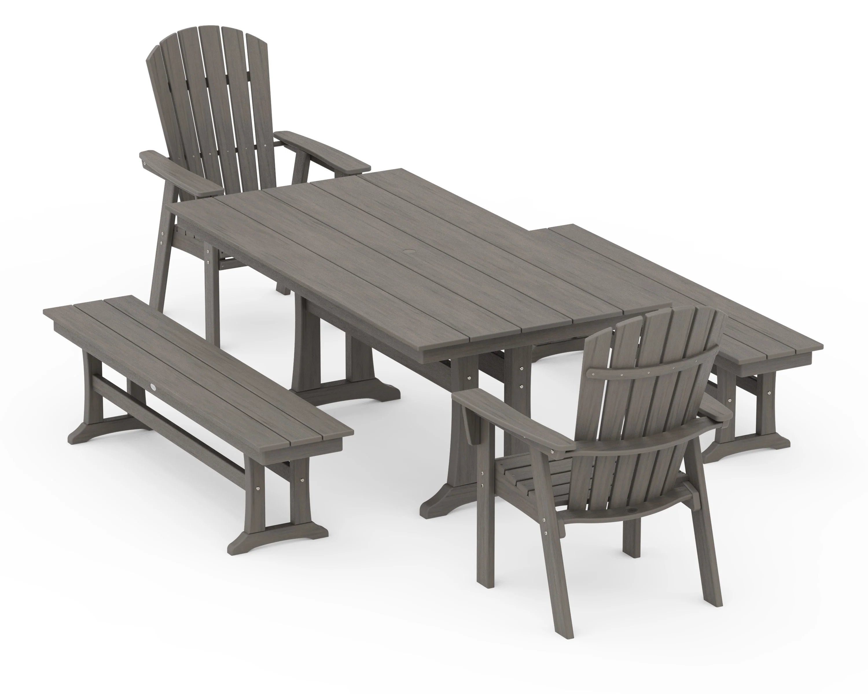 Nautical Adirondack 5-Piece Farmhouse Dining Set With Trestle Legs - Image 13